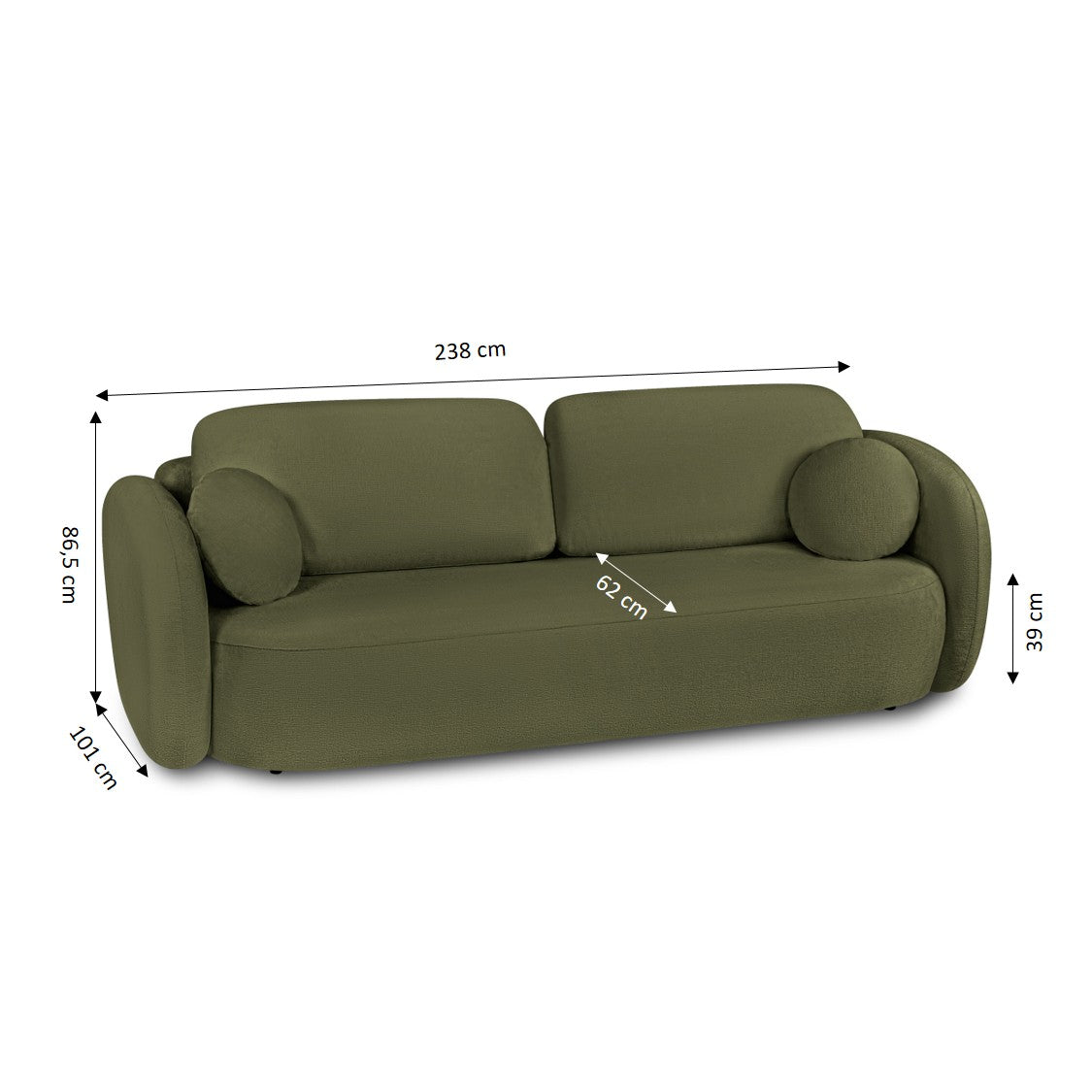 CARLOTTA Fabric Straight Sofa – Khaki
