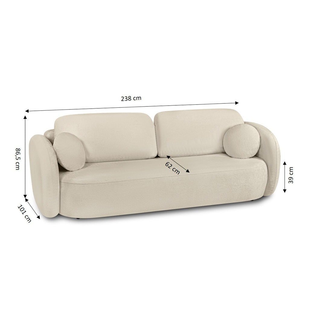 CARLOTTA Fabric Straight Sofa – Greige