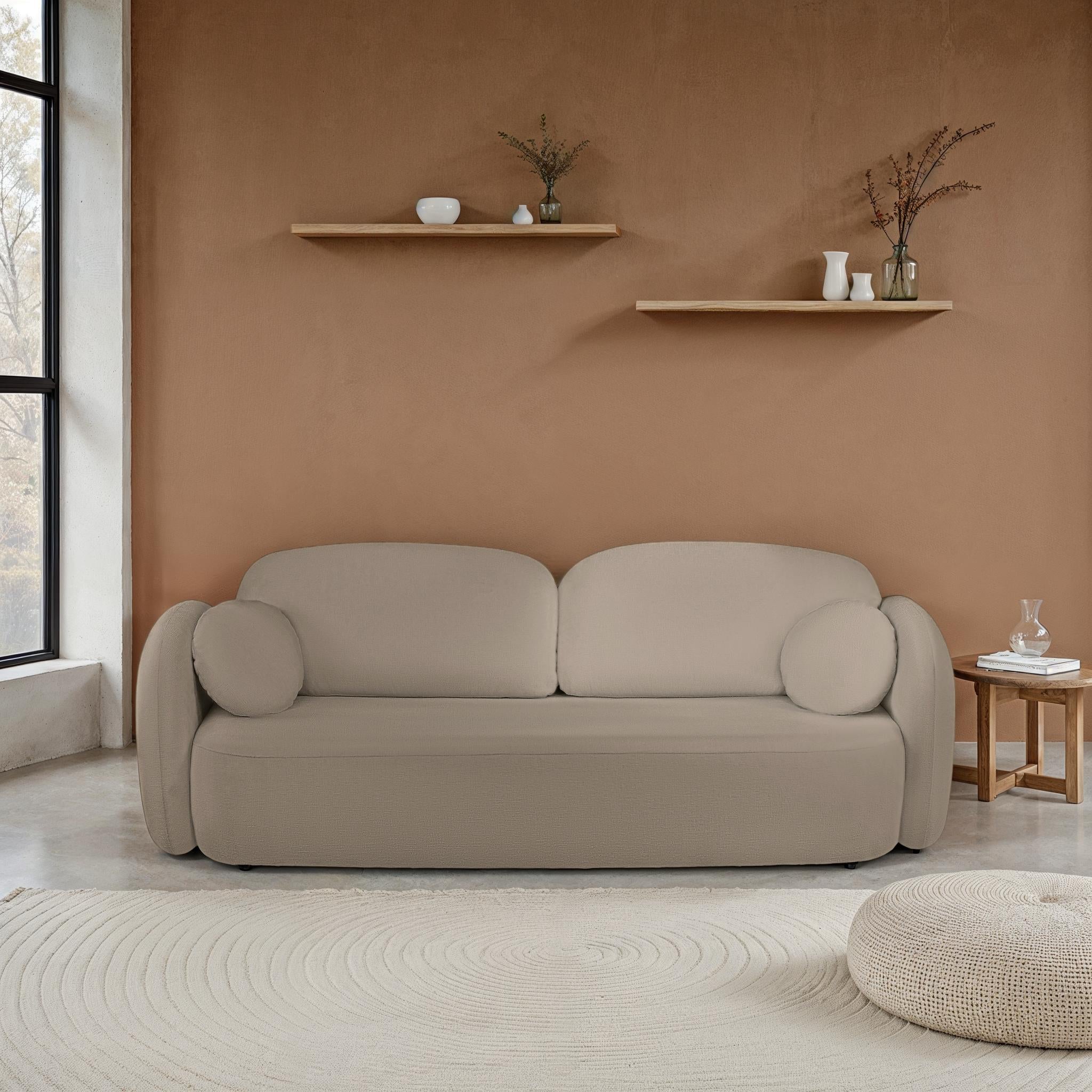 CARLOTTA Fabric Straight Sofa – Taupe