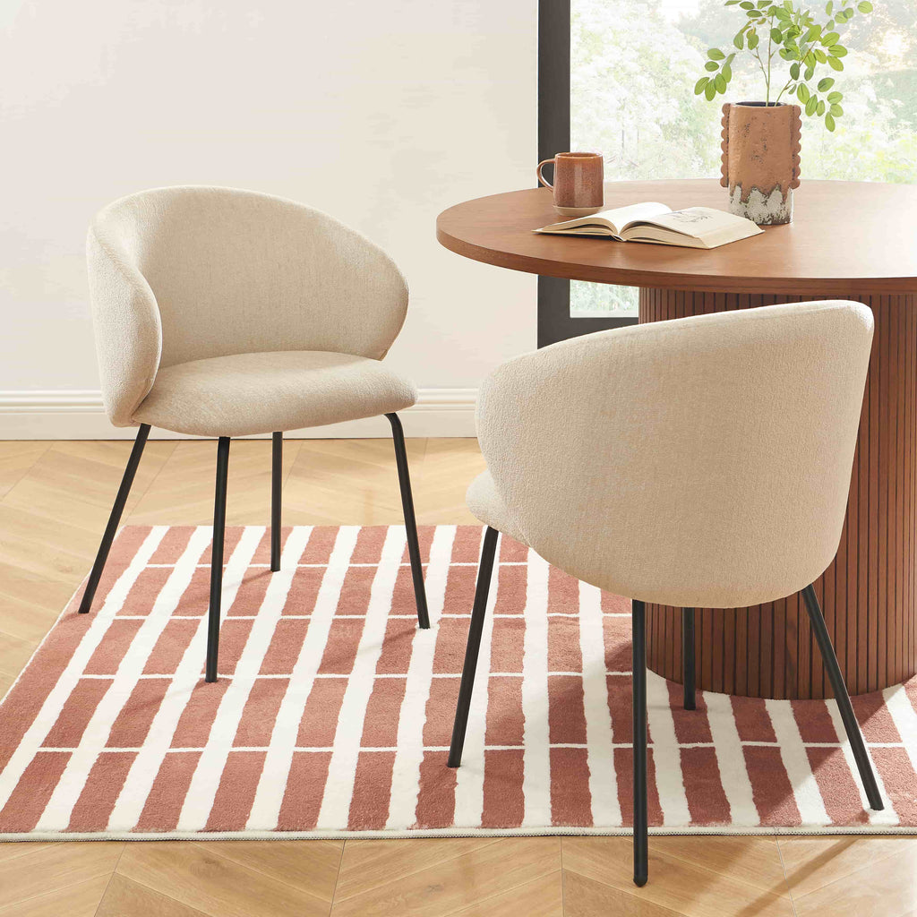 CASSIE Set of 2 Upholstered Dining Chairs – Beige