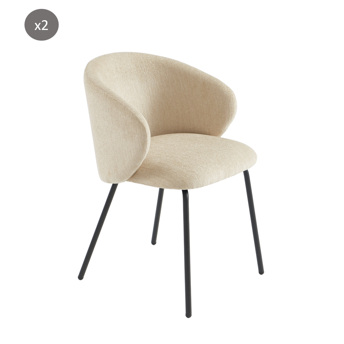 CASSIE Set of 2 Upholstered Dining Chairs – Beige