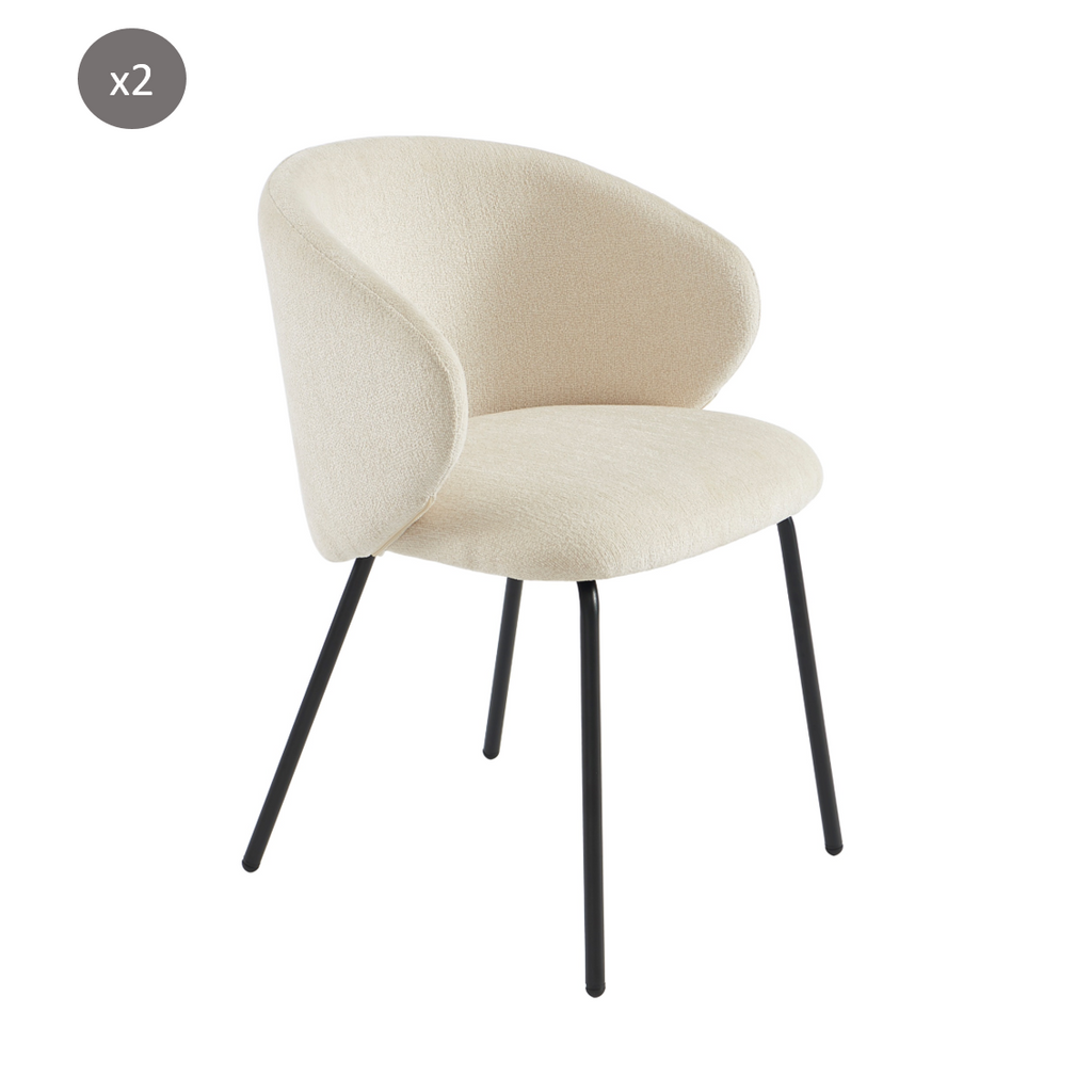 CASSIE Set of 2 Upholstered Dining Chairs  - White