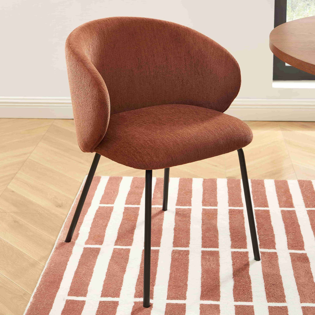 CASSIE Set of 2 Upholstered Dining Chairs – Terracotta