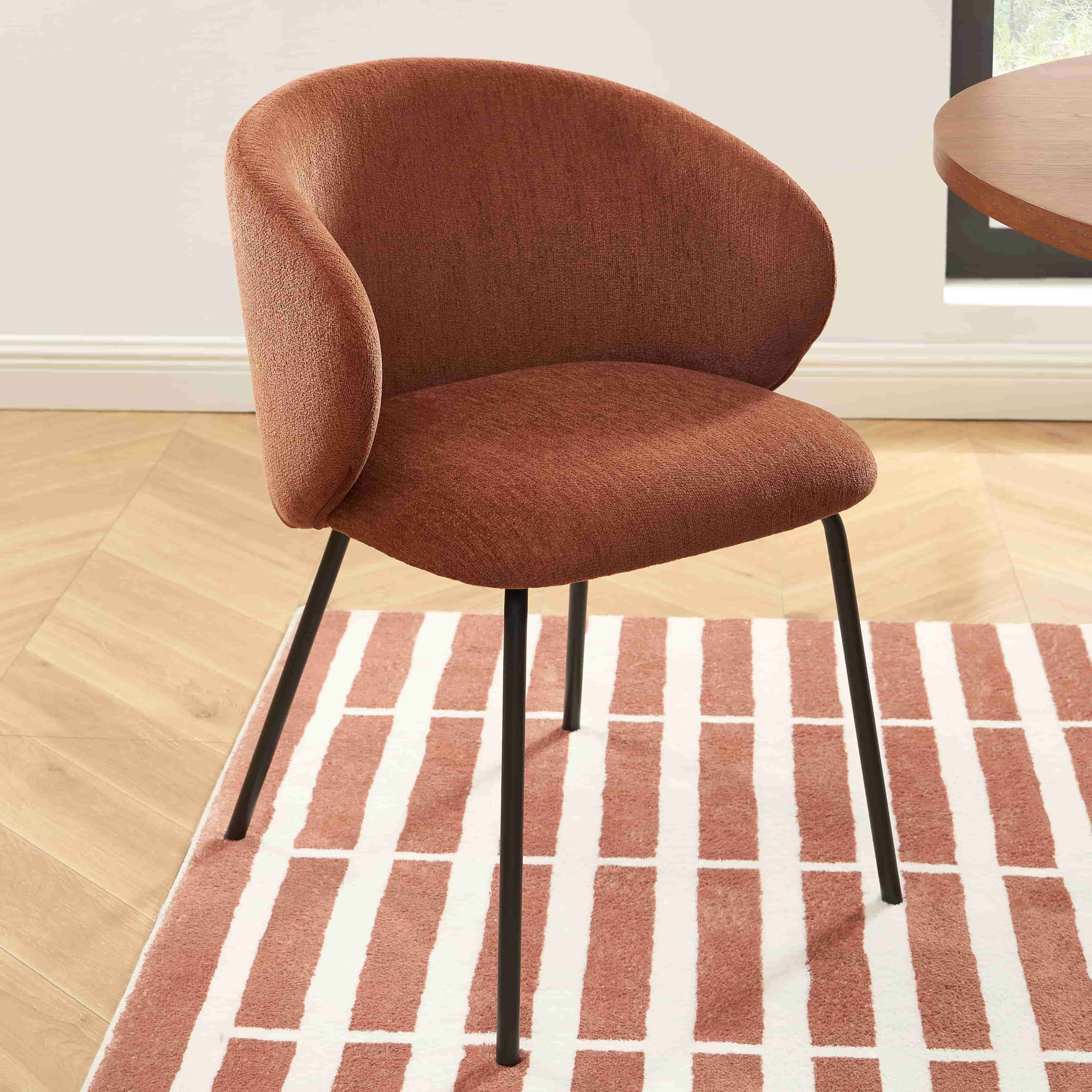 CASSIE Set of 2 Upholstered Dining Chairs – Terracotta