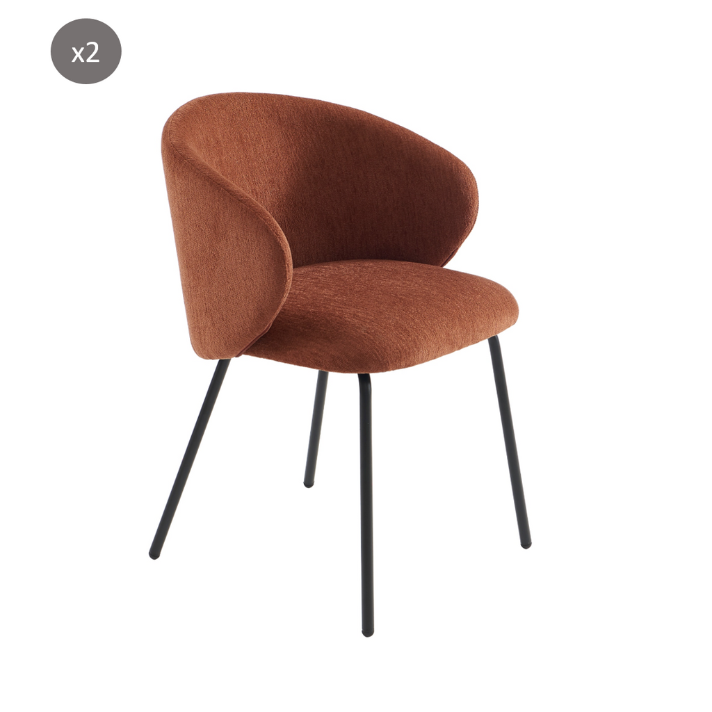 CASSIE Set of 2 Upholstered Dining Chairs - Terracota