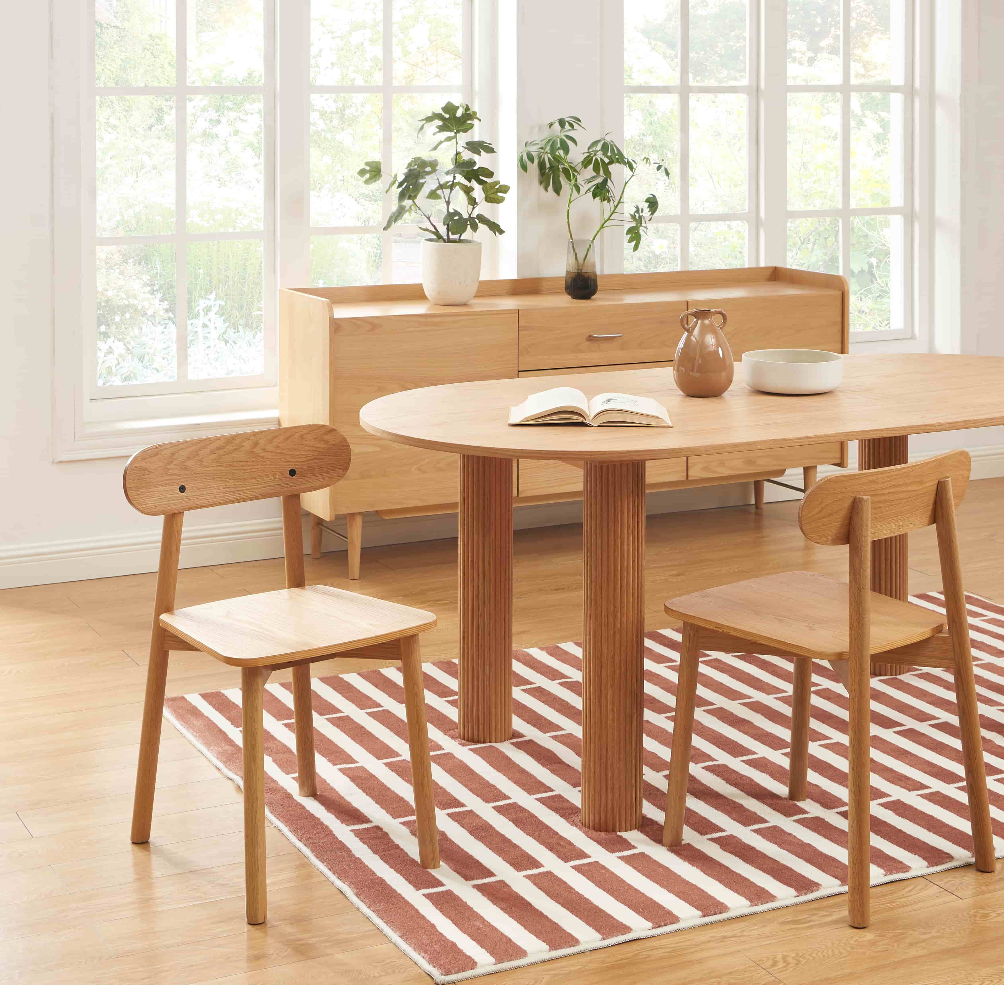 CELESTE Set of 2 Solid Wood Dining Chairs - Light wood