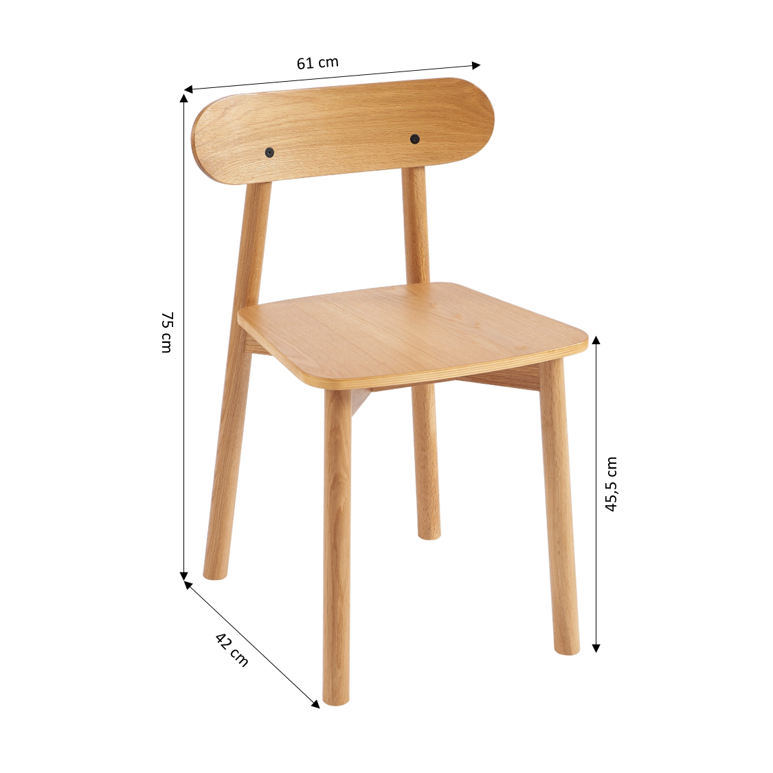 CELESTE Dining Chair Set of 2 Solid Oak - Light Wood