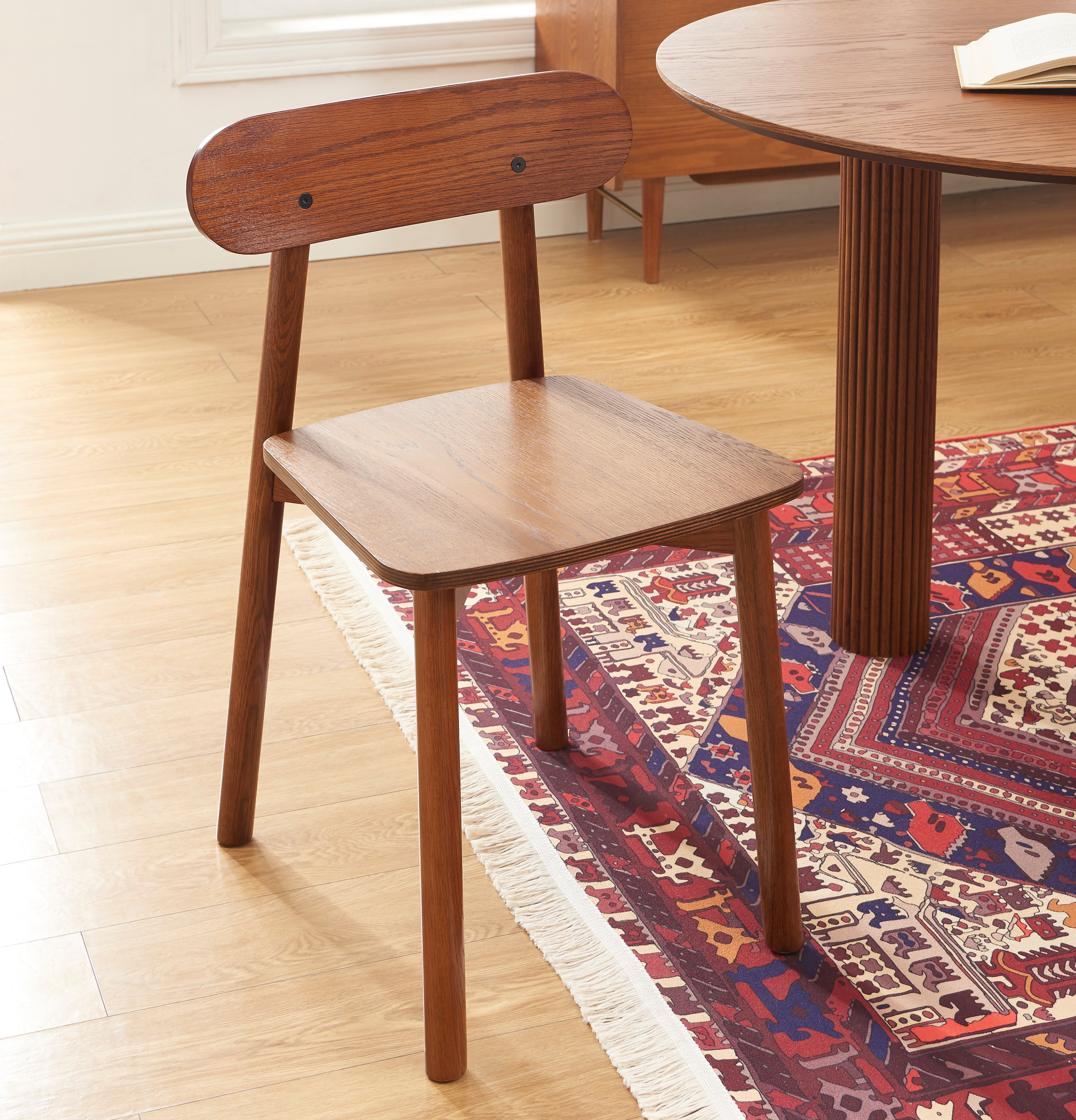 CELESTE Dining Chair Set of 2 Solid Oak - Dark Wood