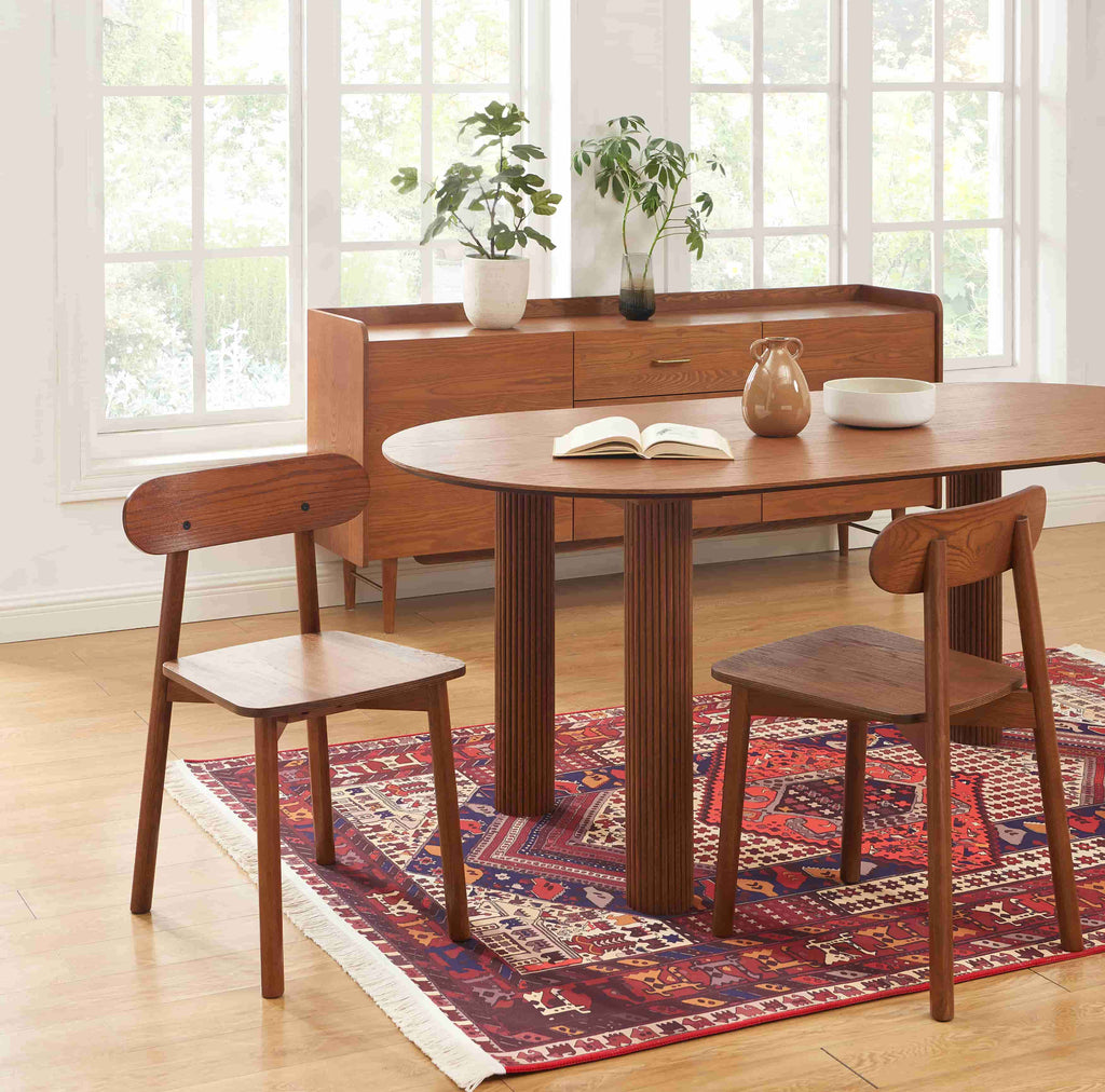 CELESTE Dining Chair Set of 2 Solid Oak - Dark Wood