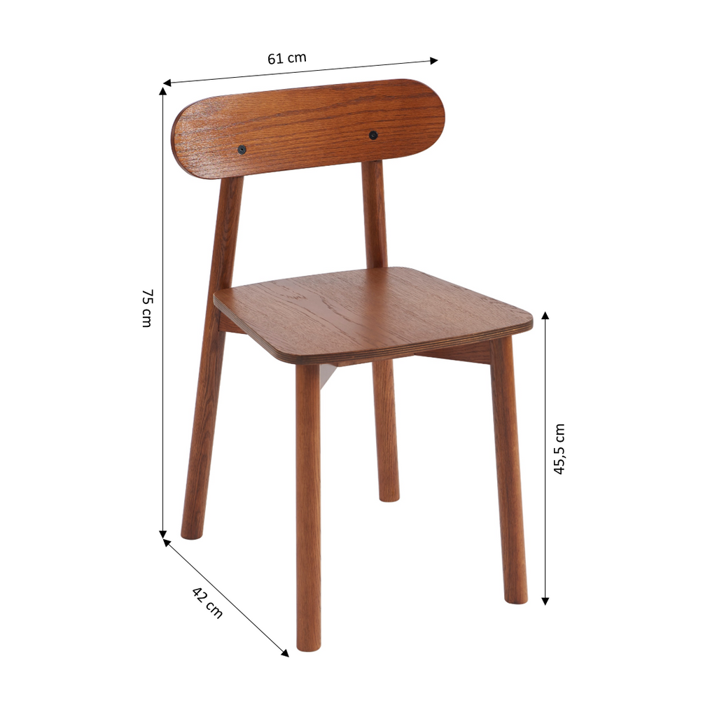 CELESTE Dining Chair Set of 2 Solid Oak - Dark Wood
