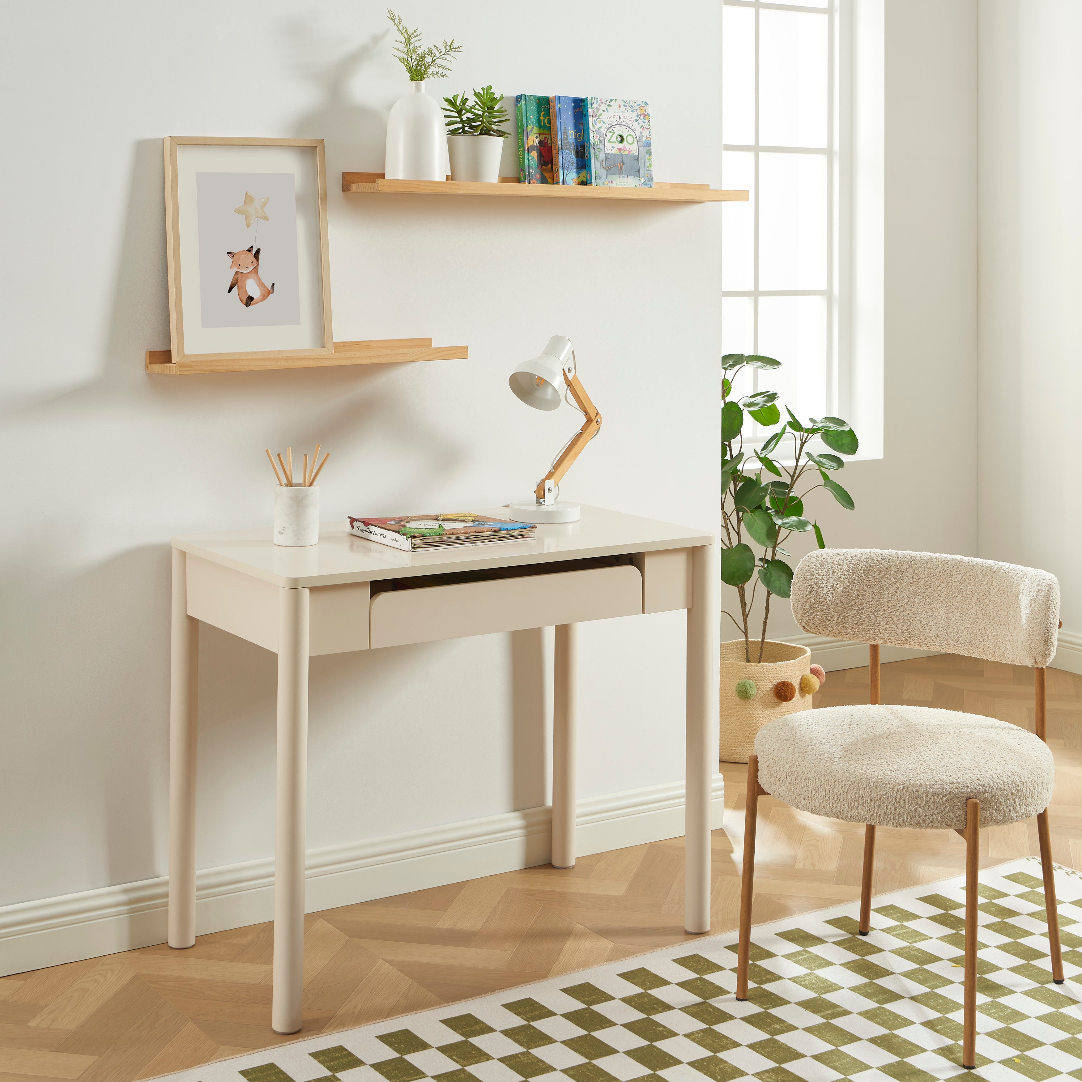 Kids Desk Celia Beige 1 Drawer 90cm – Beige