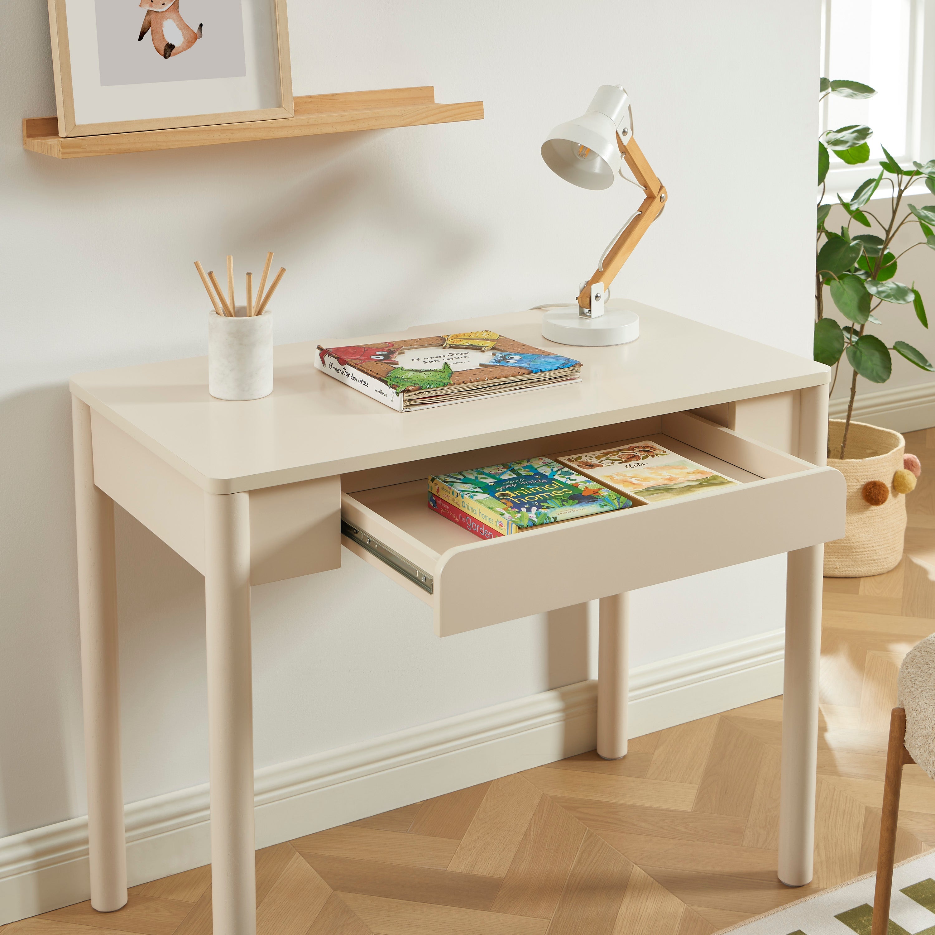 Kids Desk Celia Beige 1 Drawer 90cm – Beige