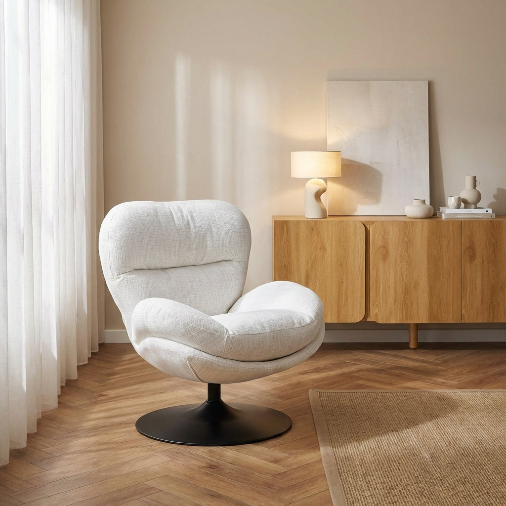 CERES 1-Seater Swivel Armchair - White