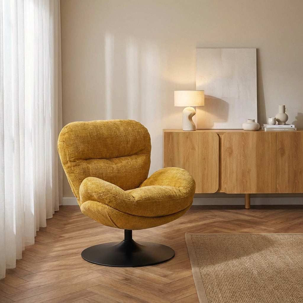 CERES 1-Seater Swivel Armchair - Yellow