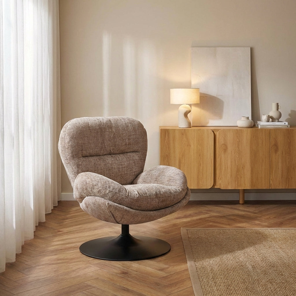 CERES 1-Seater Swivel Armchair - Taupe