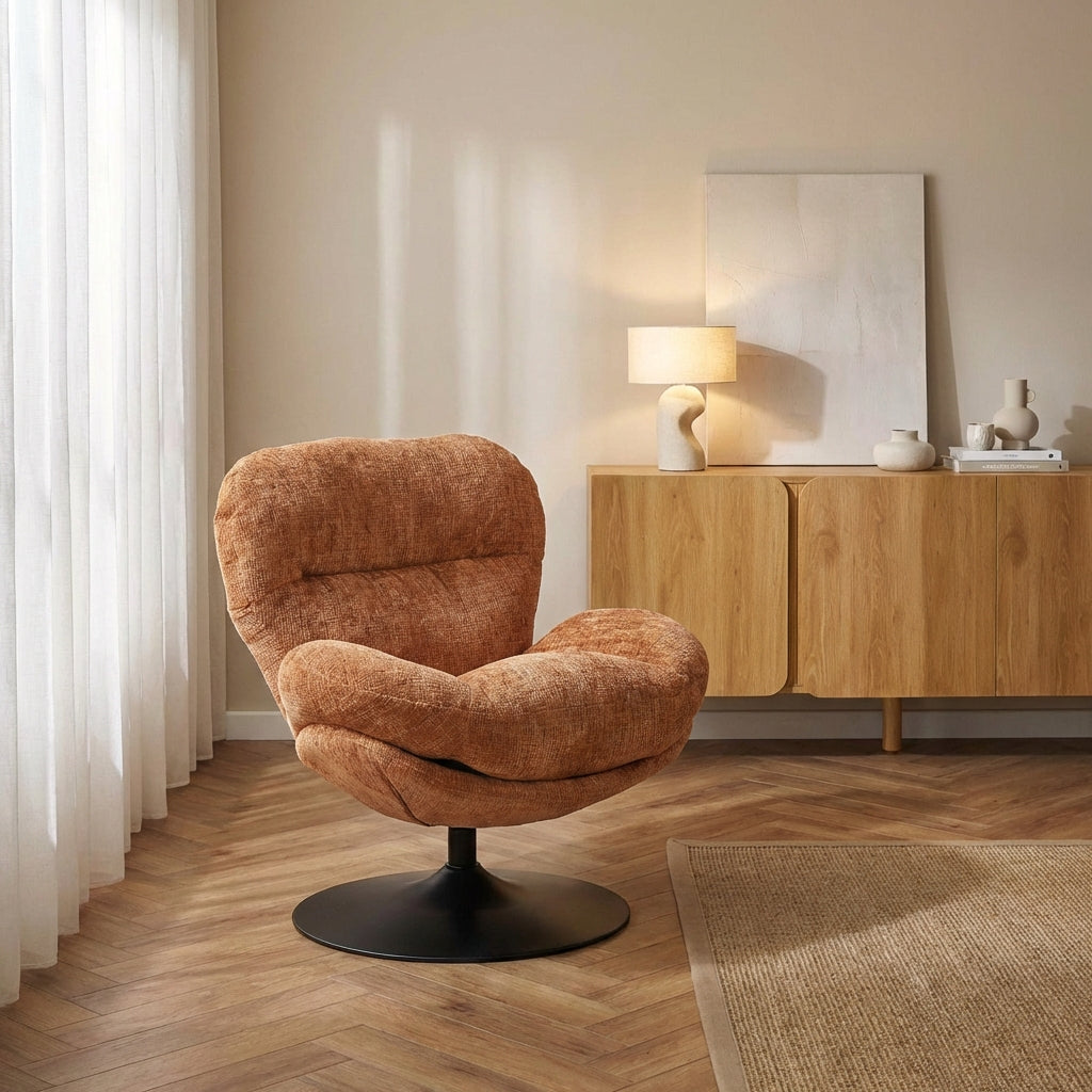 CERES 1-Seater Swivel Armchair - Terracotta
