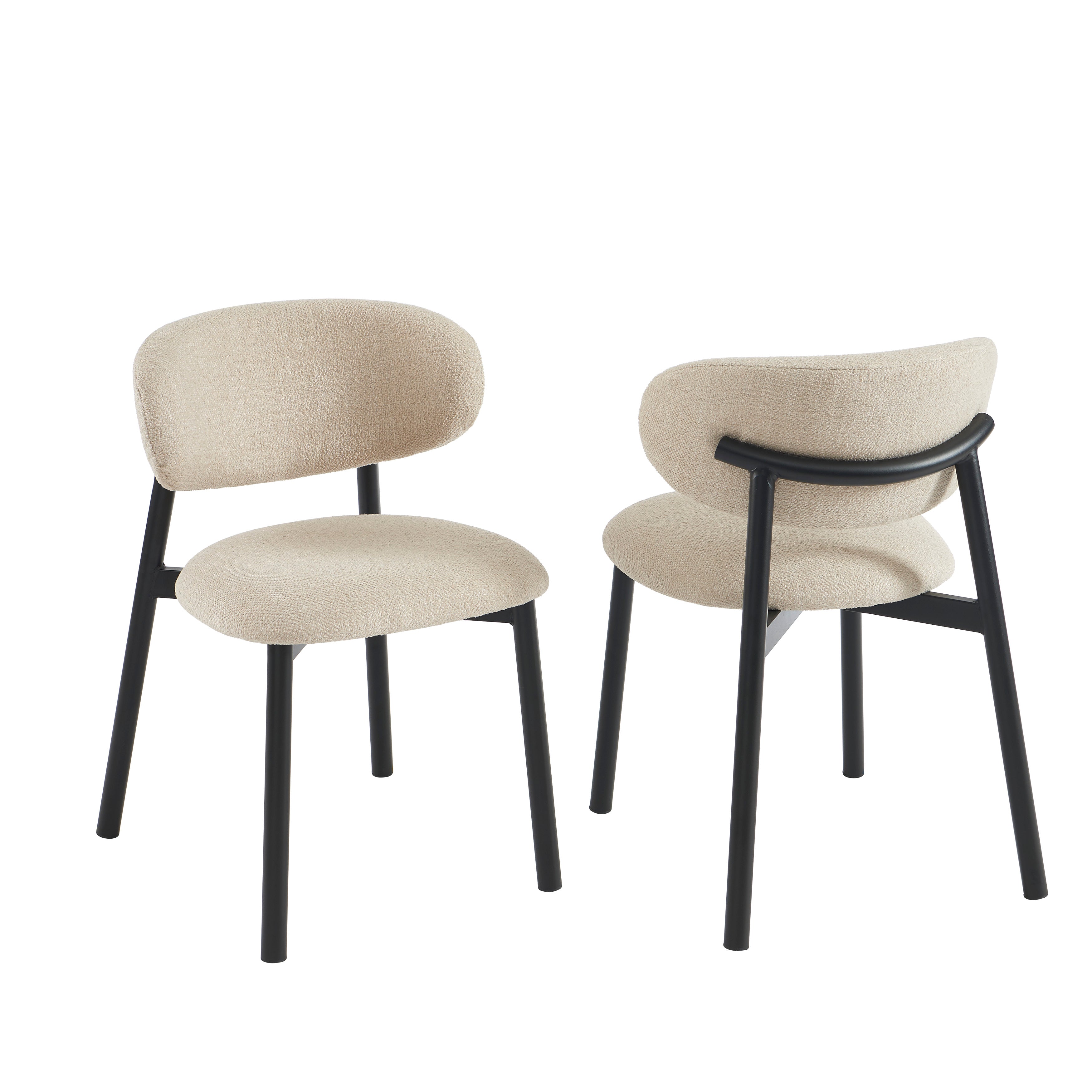 CIARA Set of 2 Upholstered Dining Chairs – Beige