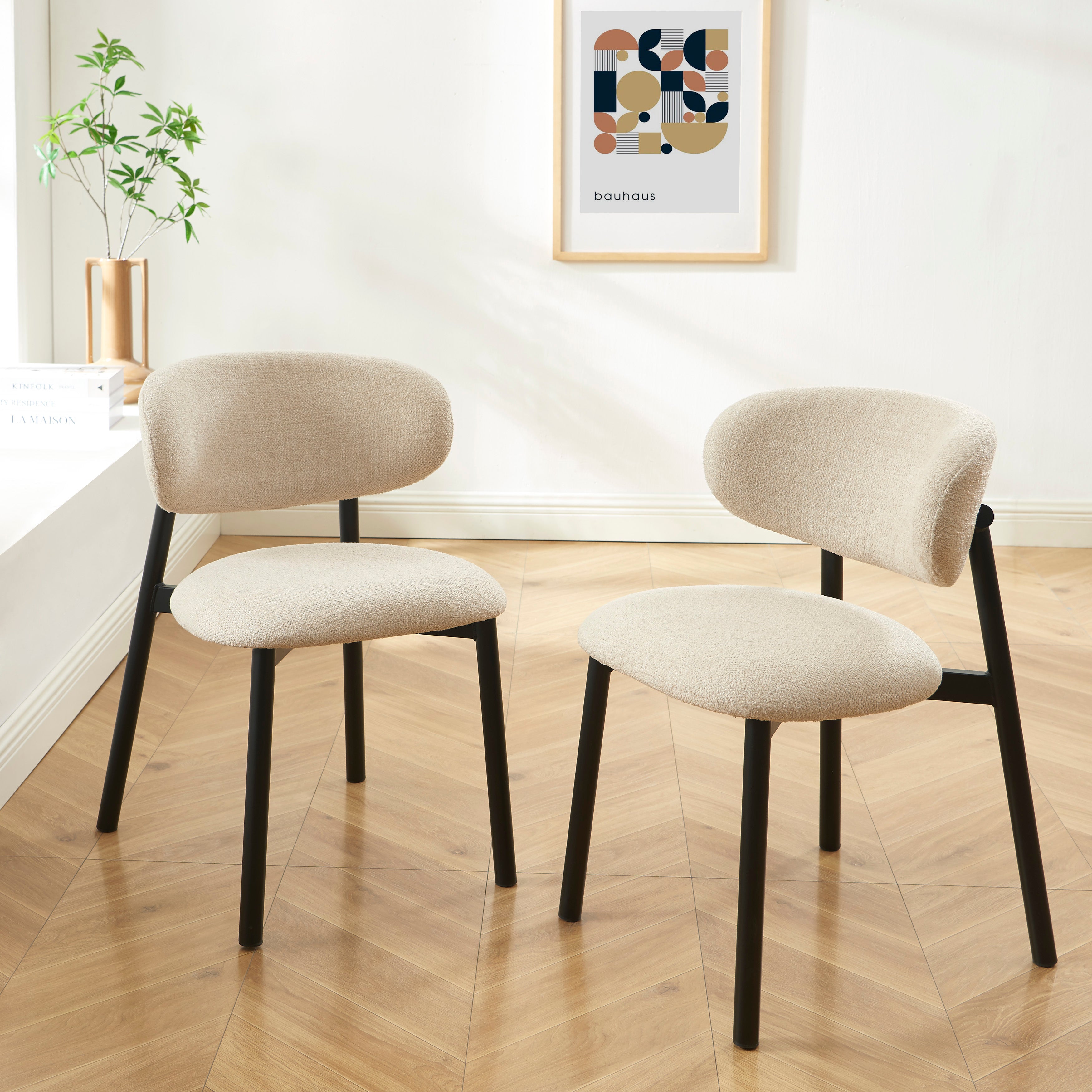 CIARA Set of 2 Upholstered Dining Chairs – Beige