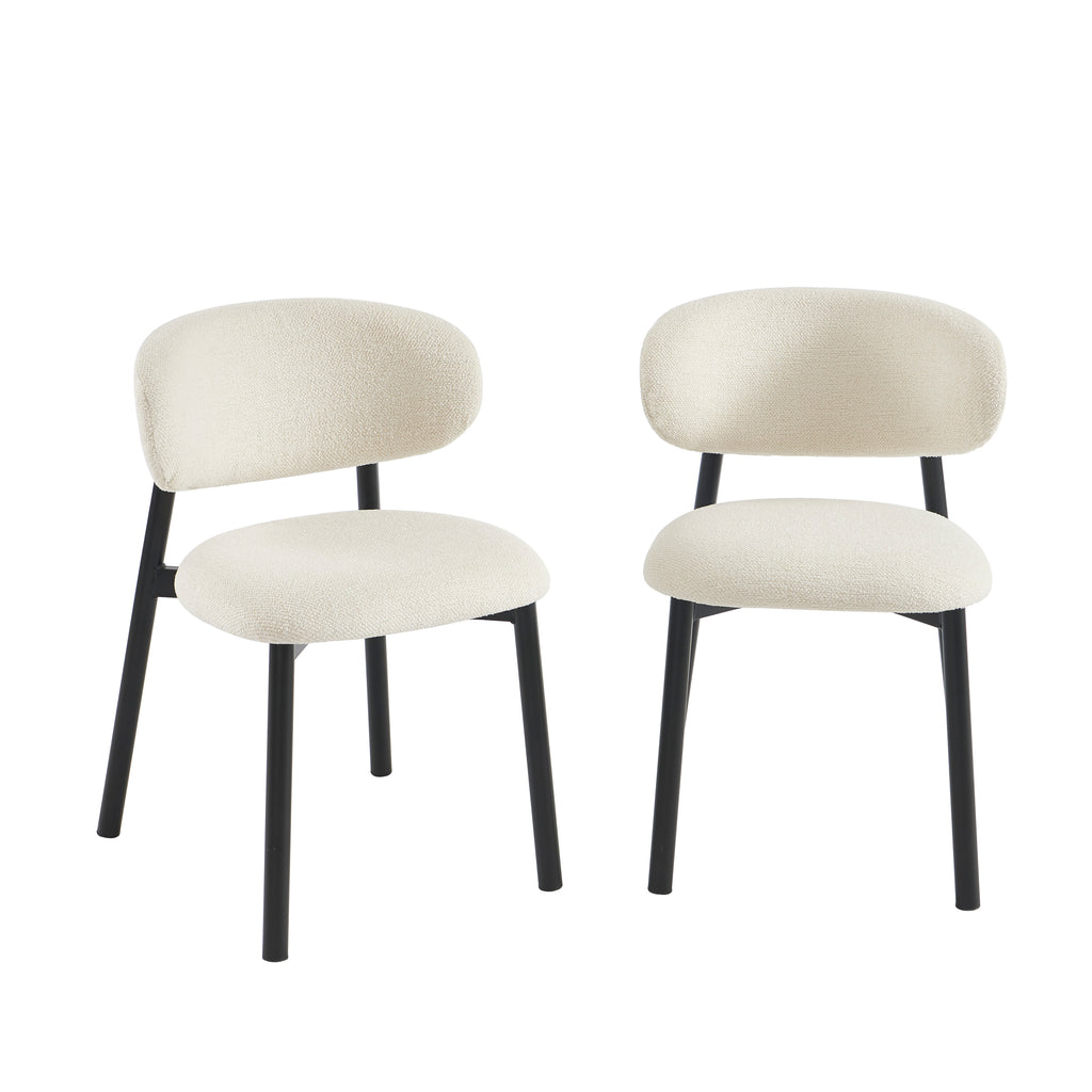 Set of 2 Chairs CIARA bouclette - White