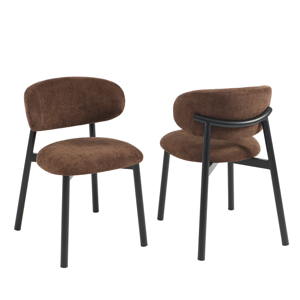 CIARA Set of 2 Upholstered Dining Chairs – Brown
