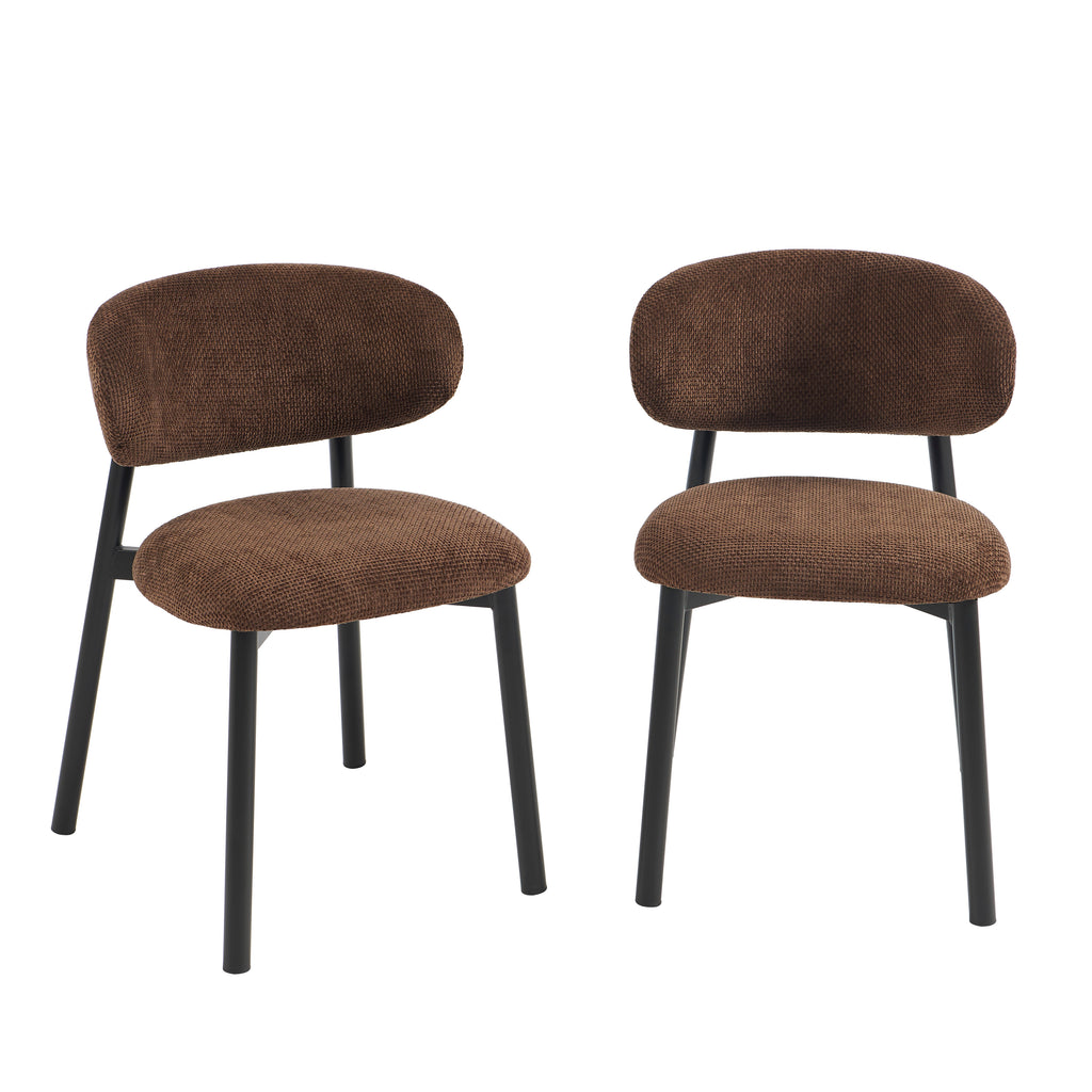 CIARA Set of 2 Upholstered Dining Chairs – Brown
