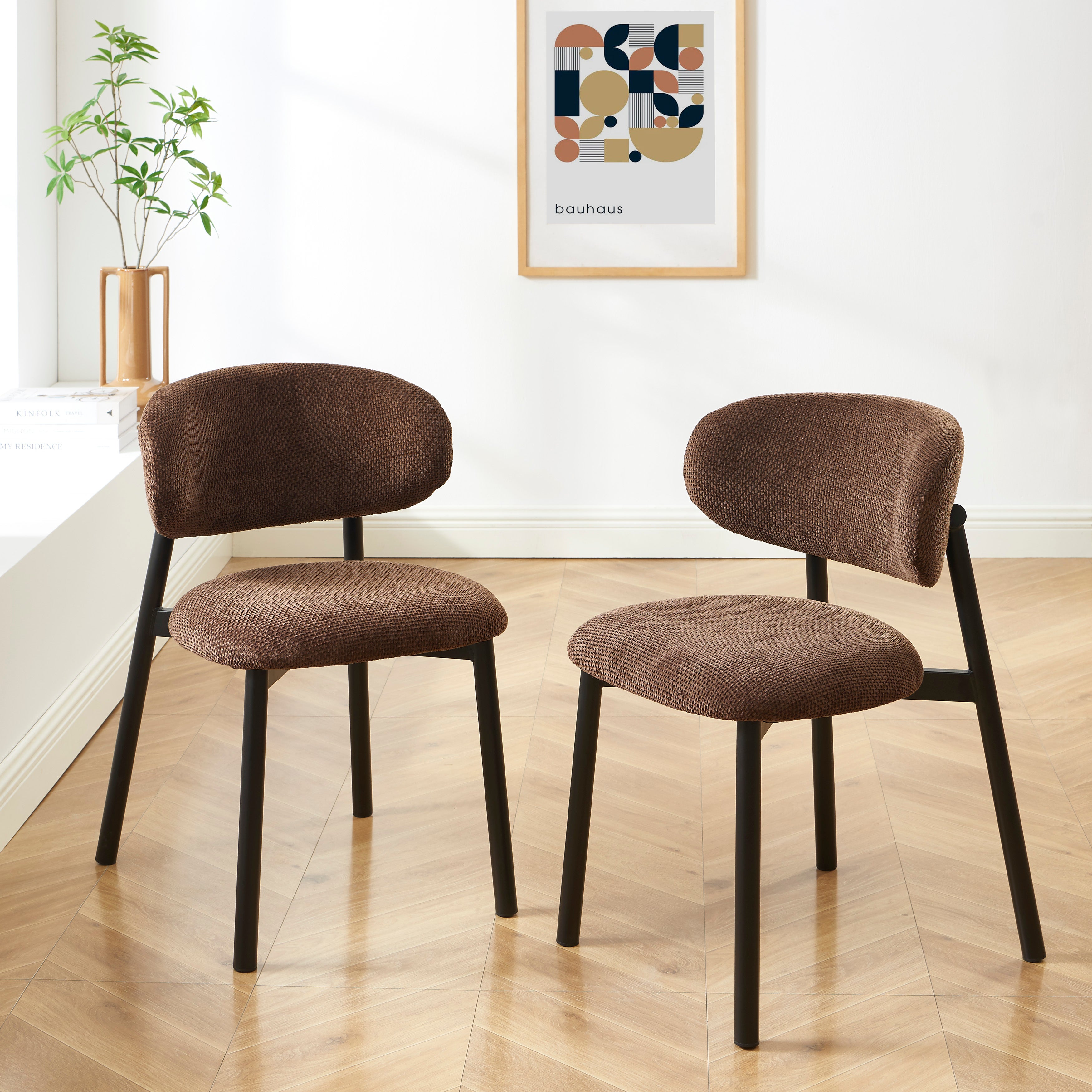 CIARA Set of 2 Upholstered Dining Chairs – Brown