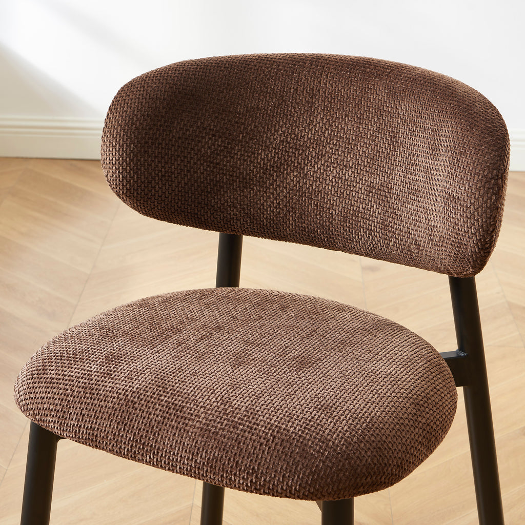 CIARA Set of 2 Upholstered Dining Chairs – Brown