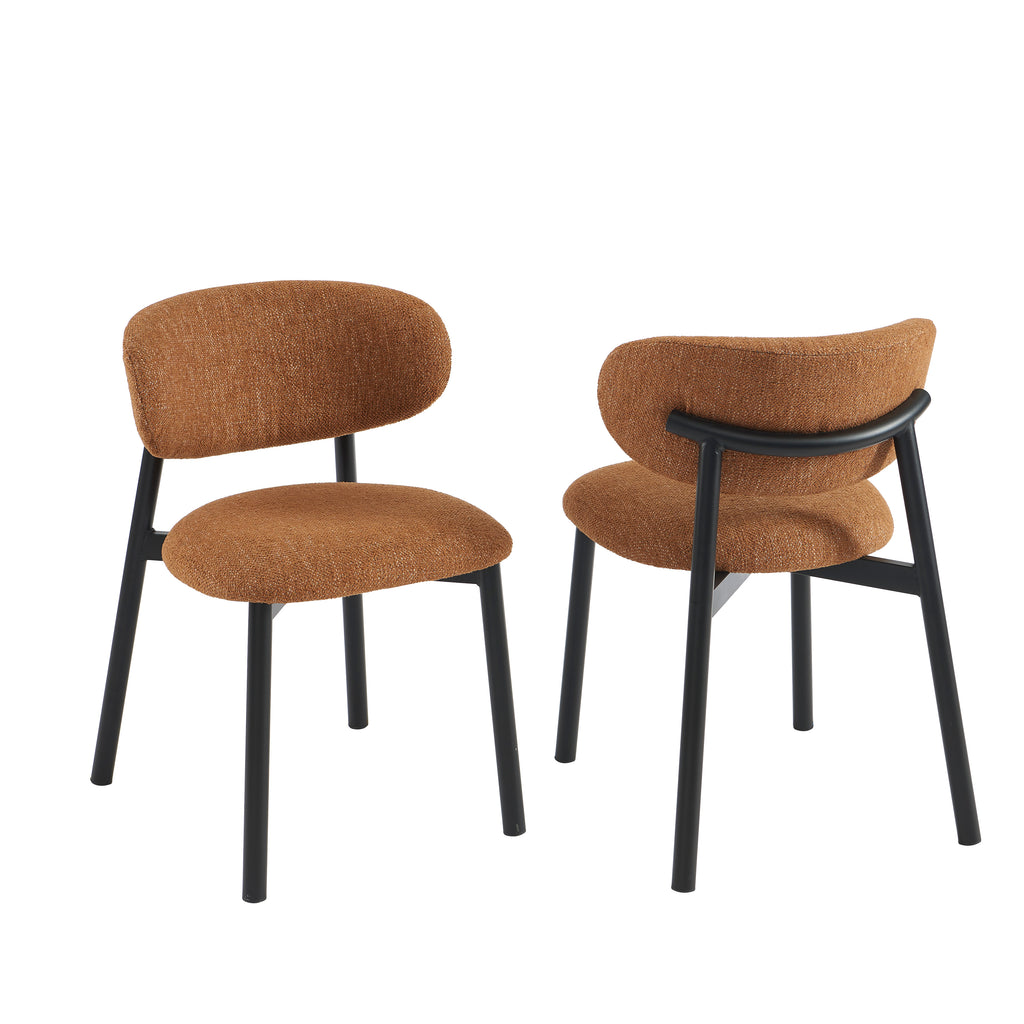 CIARA Set of 2 Upholstered Dining Chairs – Terracotta