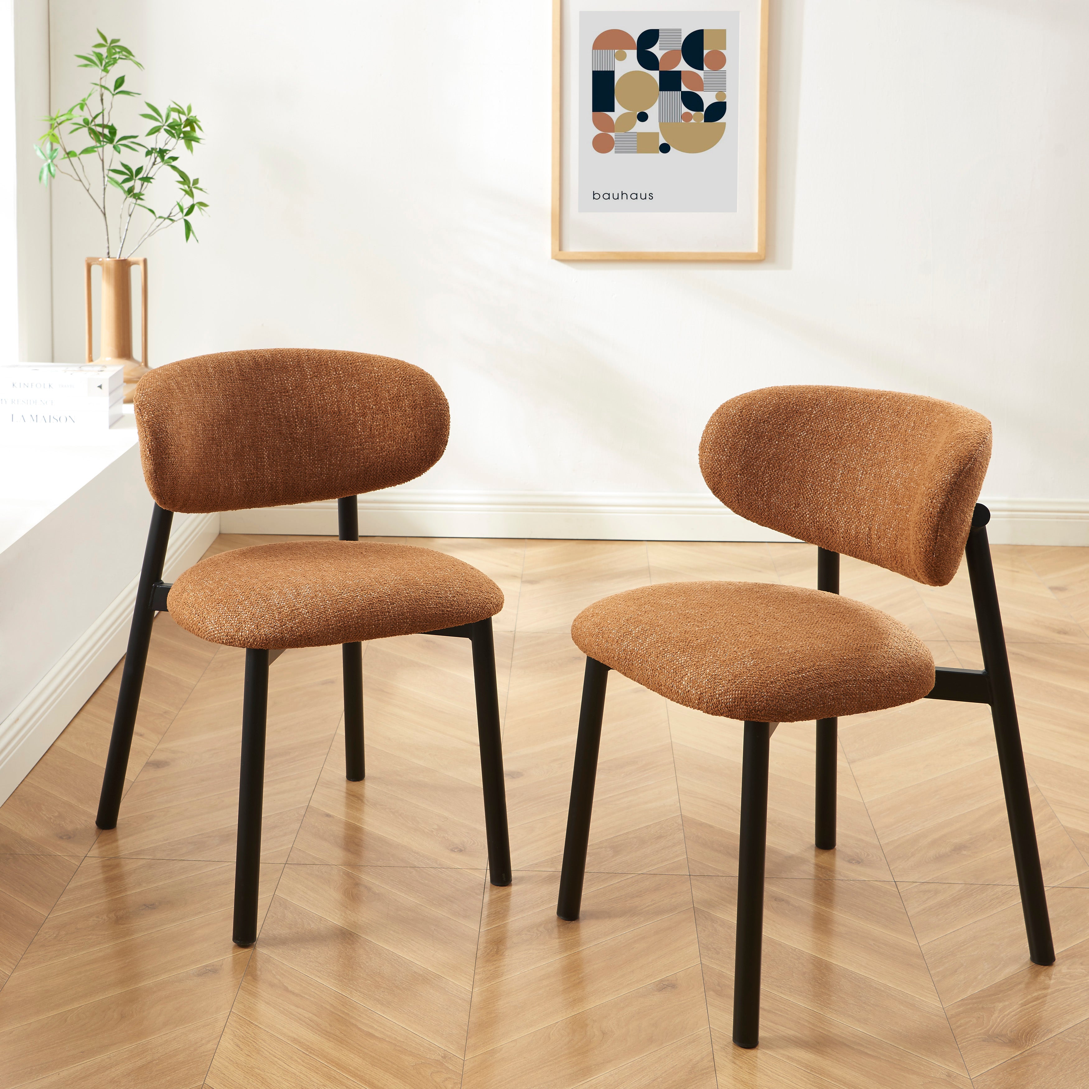 CIARA Set of 2 Upholstered Dining Chairs – Terracotta