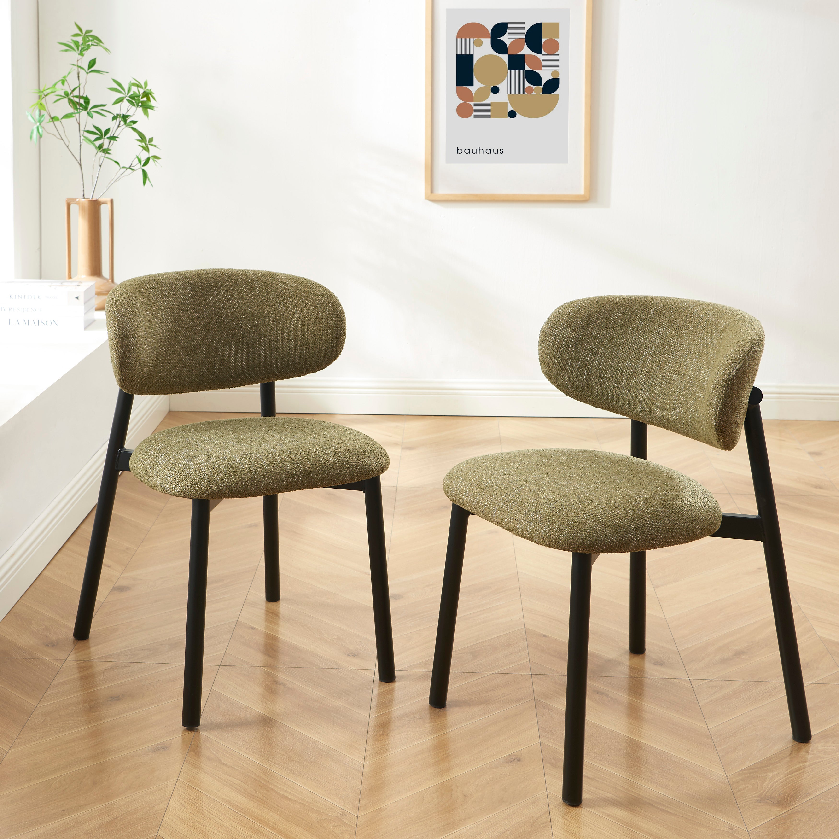 CIARA Set of 2 Upholstered Dining Chairs – Green