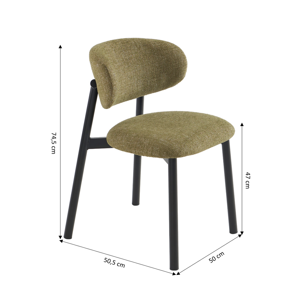 CIARA Set of 2 Upholstered Dining Chairs - Green