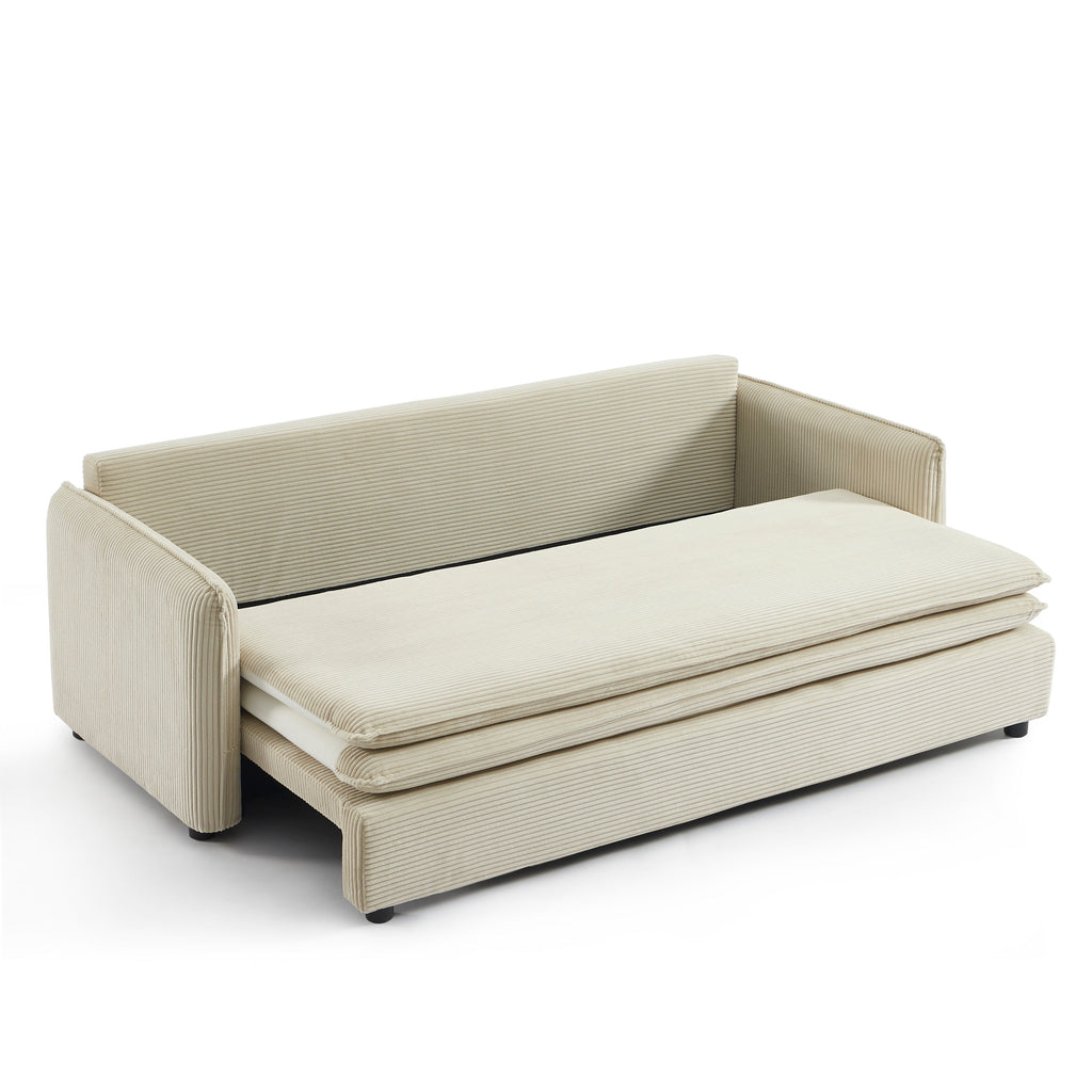 Convertible Sofa Cibola 3 Seater Corduroy Velvet Beige – Beige