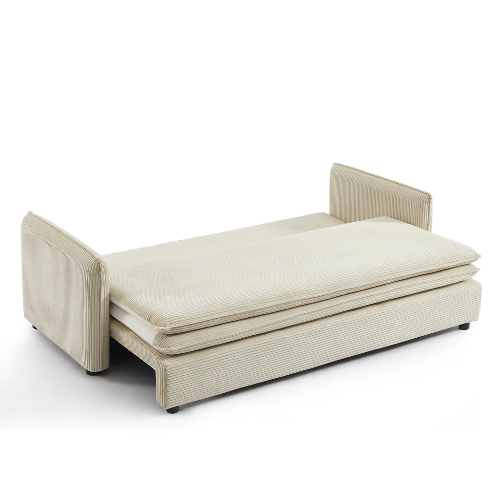 Convertible Sofa Cibola 3 Seater Corduroy Velvet Beige – Beige