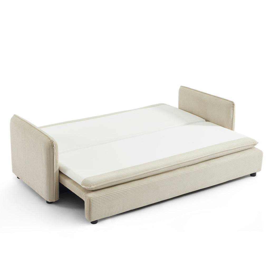 Convertible Sofa Cibola 3 Seater Corduroy Velvet Beige – Beige