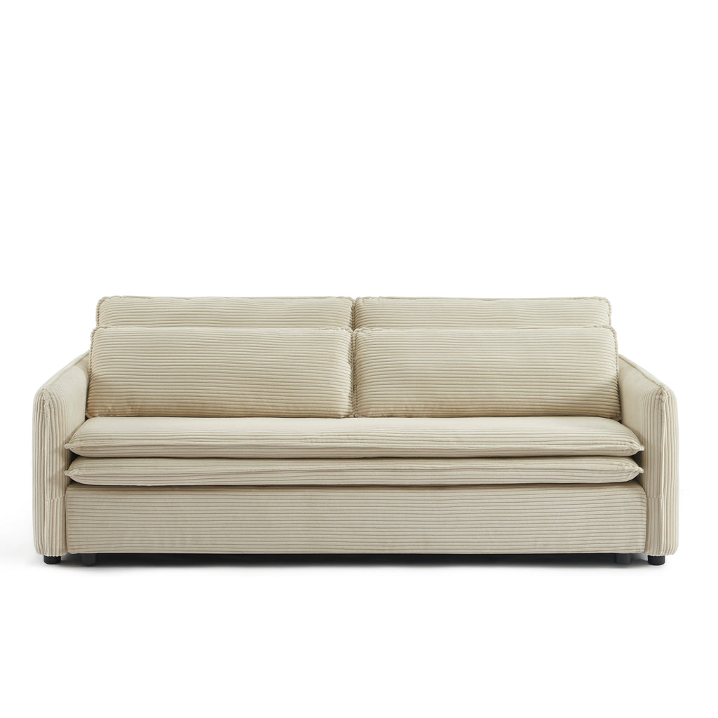 Convertible Sofa Cibola 3 Seater Corduroy Velvet Beige – Beige