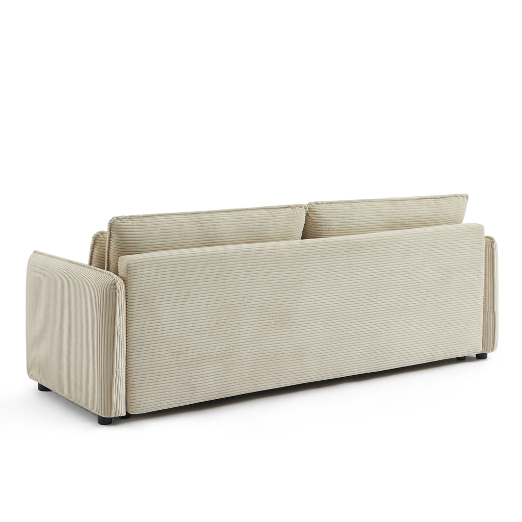 Convertible Sofa Cibola 3 Seater Corduroy Velvet Beige – Beige