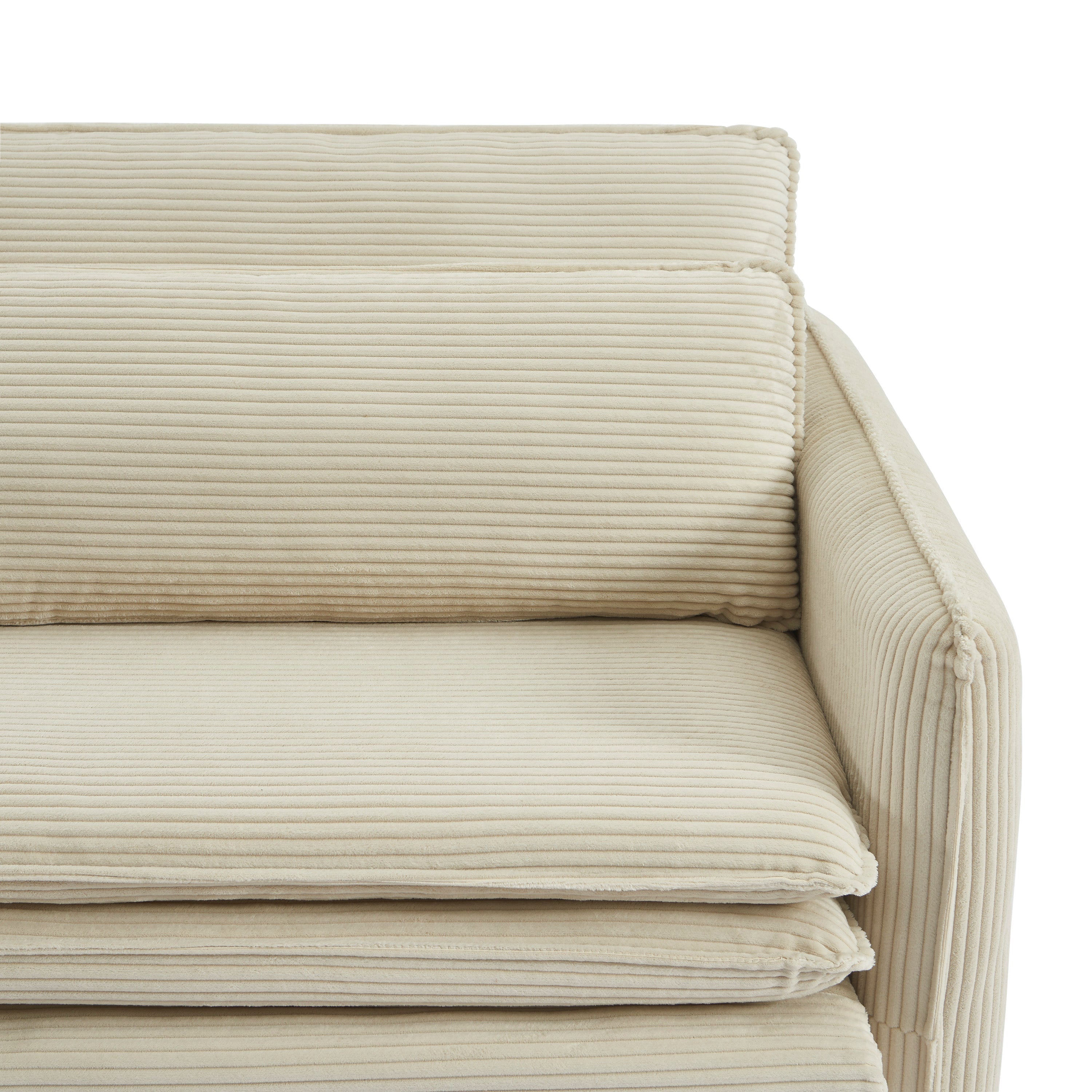 Convertible Sofa Cibola 3 Seater Corduroy Velvet Beige – Beige