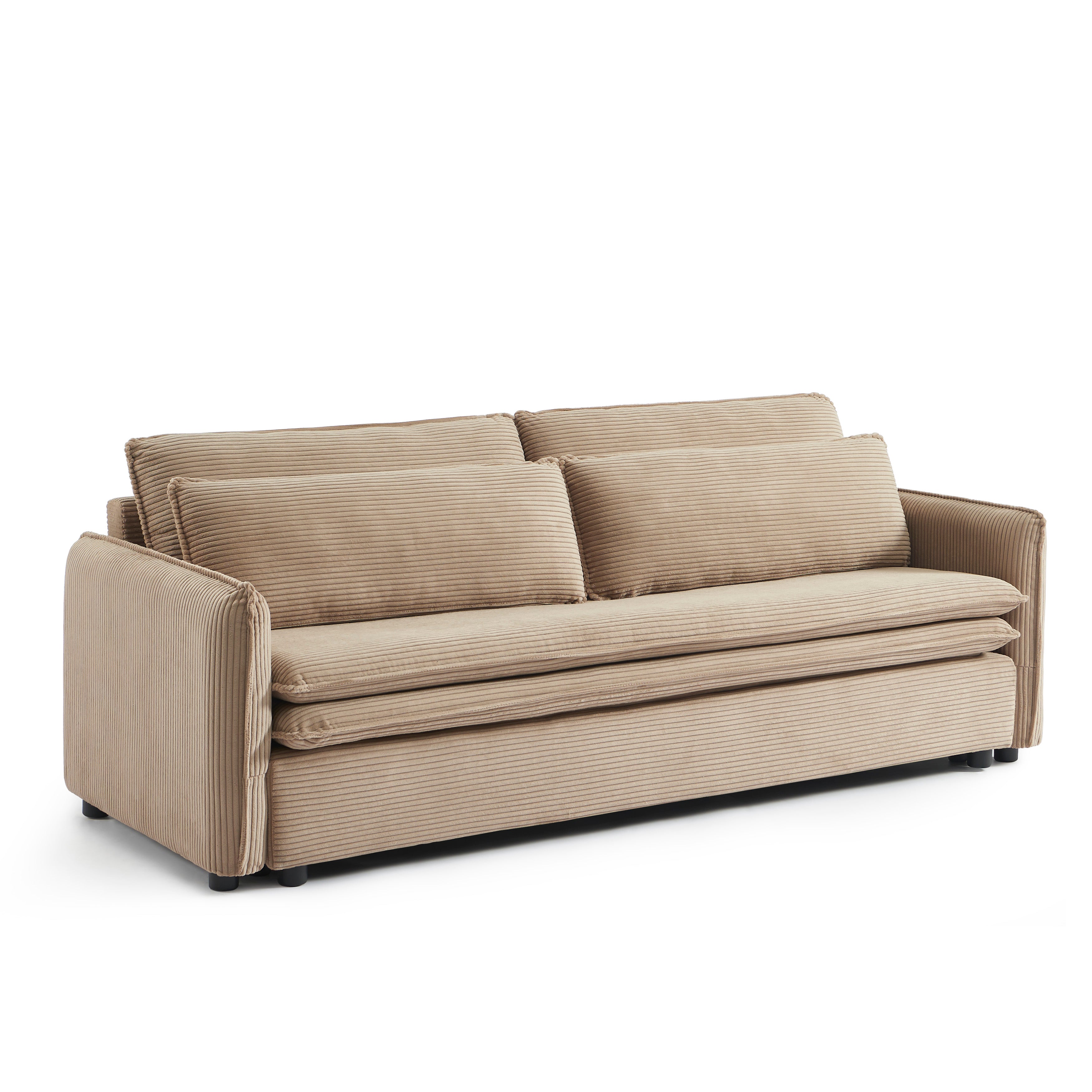 CIBOLA Convertible Sleeper Sofa – Corduroy Velvet 3-Seater Living Room Furniture