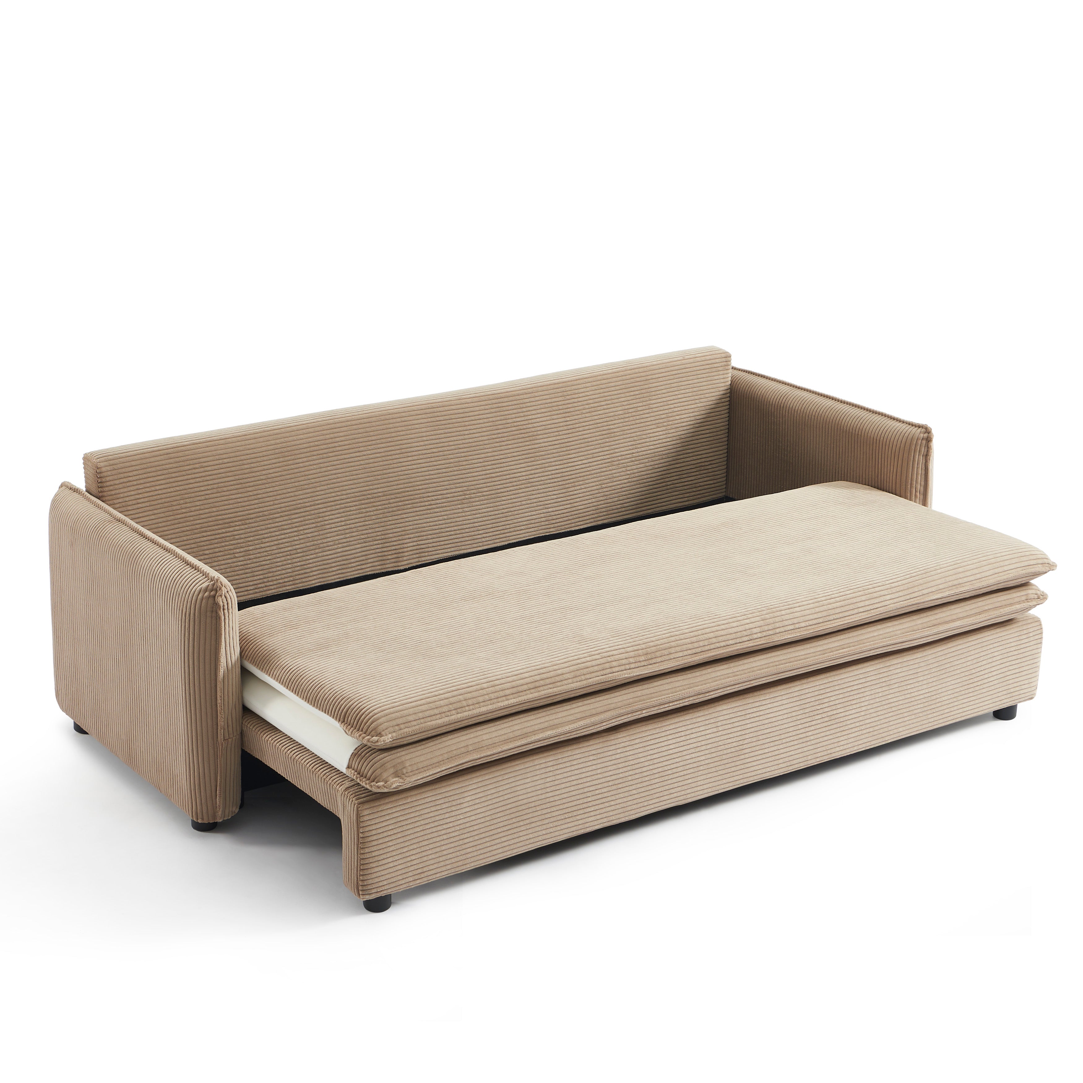 CIBOLA Convertible Sleeper Sofa – Corduroy Velvet 3-Seater Living Room Furniture