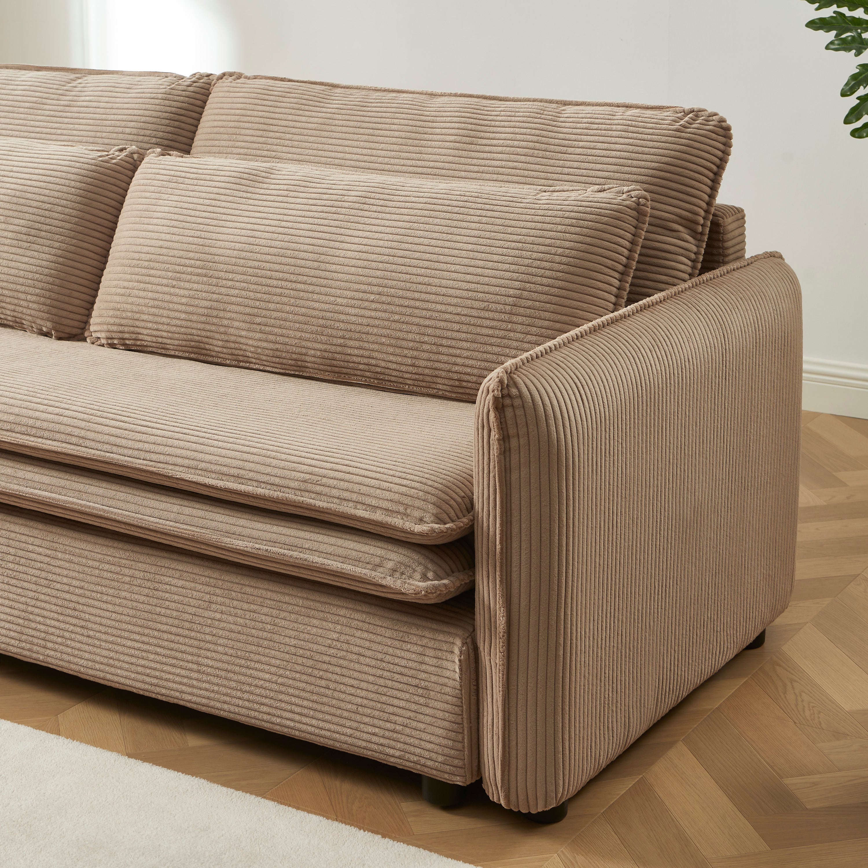 CIBOLA Convertible Sleeper Sofa – Corduroy Velvet 3-Seater Living Room Furniture