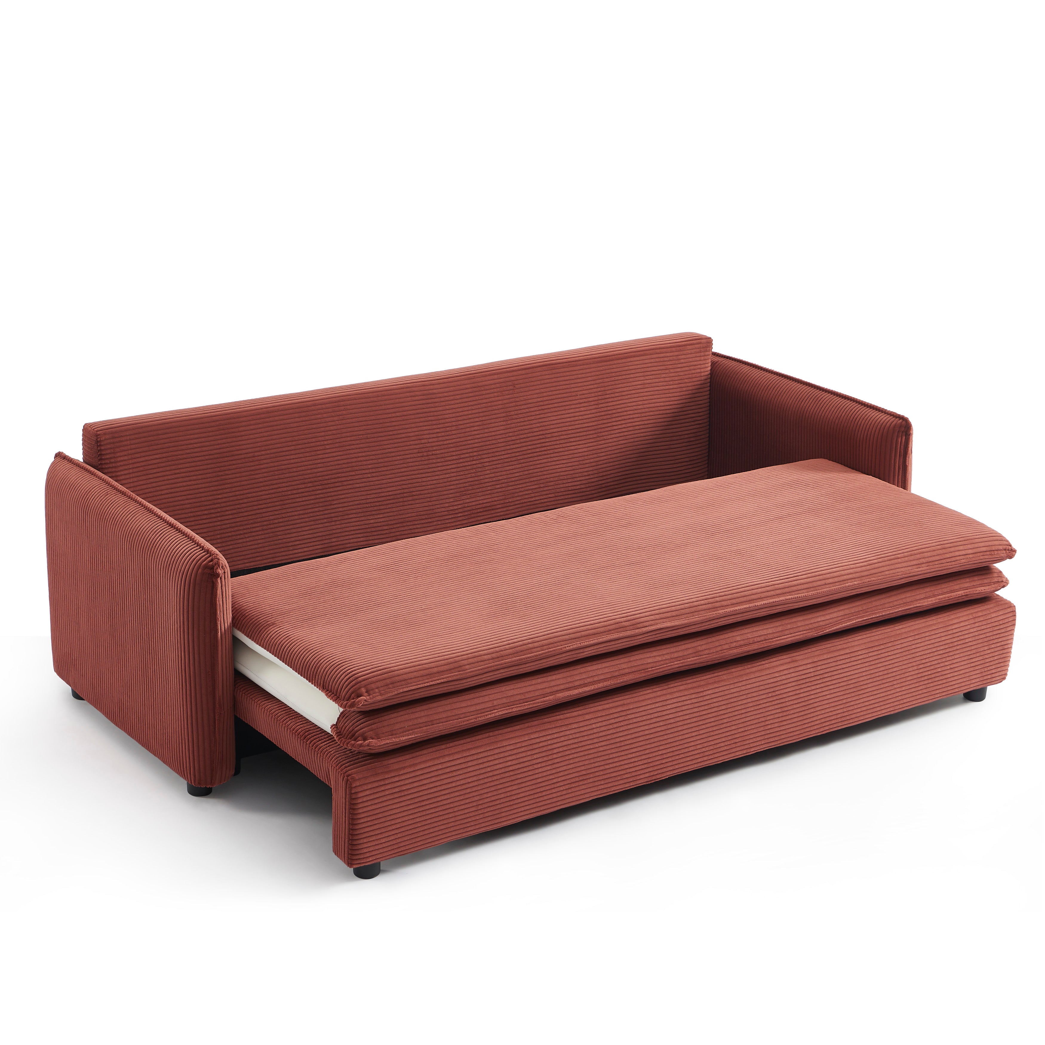 CIBOLA Convertible Sleeper Sofa – Corduroy Velvet 3-Seater Living Room Furniture