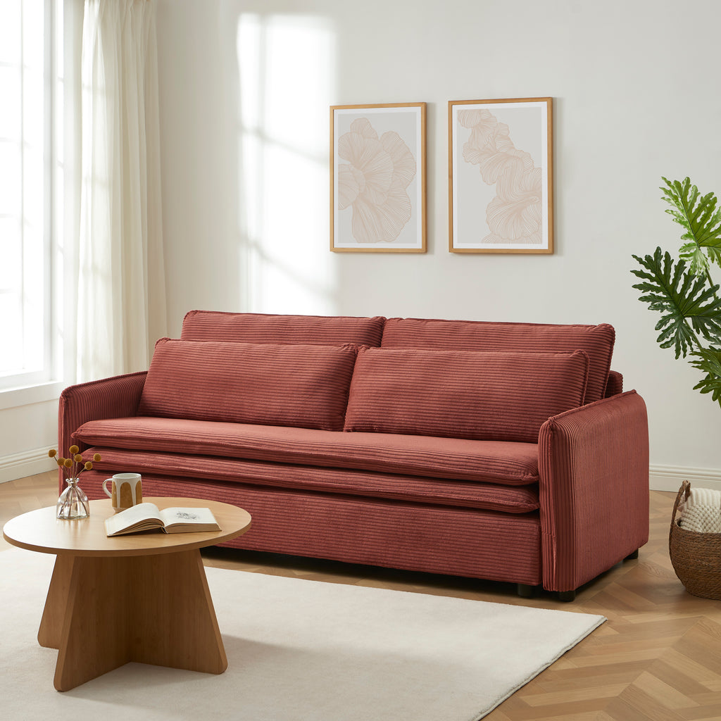 CIBOLA Convertible Sleeper Sofa – Corduroy Velvet 3-Seater Living Room Furniture