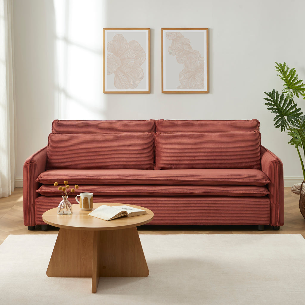 CIBOLA Convertible Sleeper Sofa – Corduroy Velvet 3-Seater Living Room Furniture