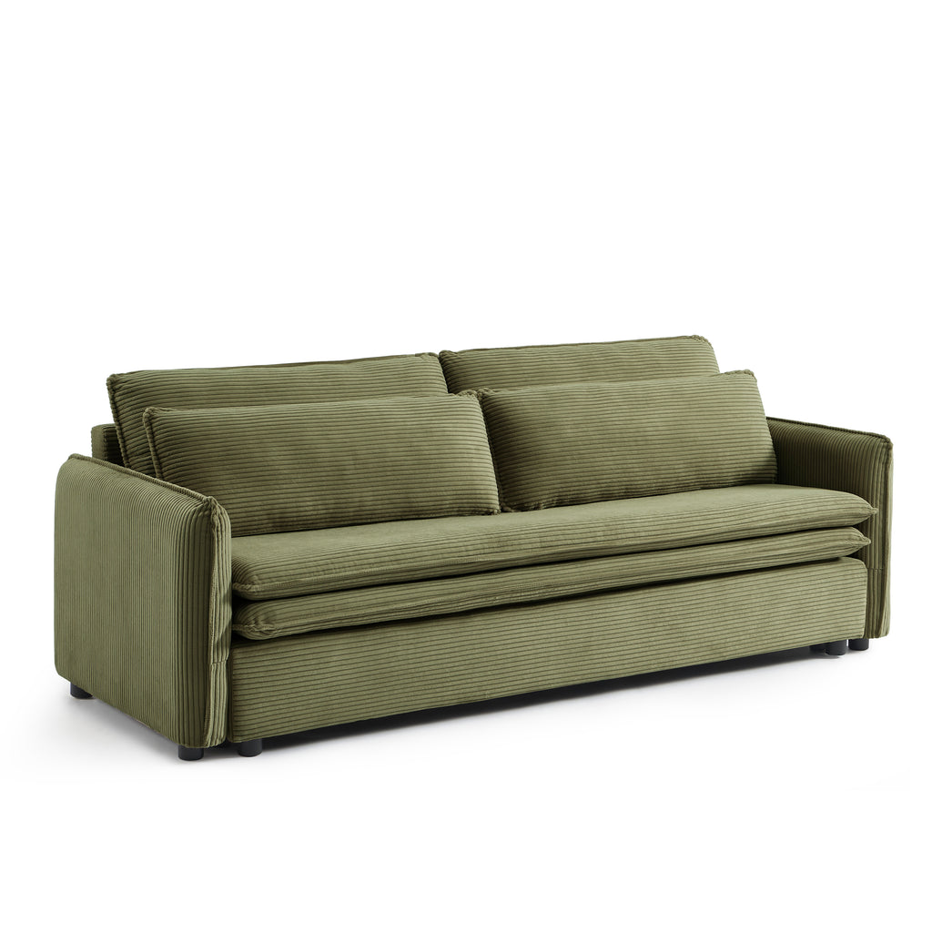CIBOLA Convertible Sleeper Sofa – Corduroy Velvet 3-Seater Living Room Furniture