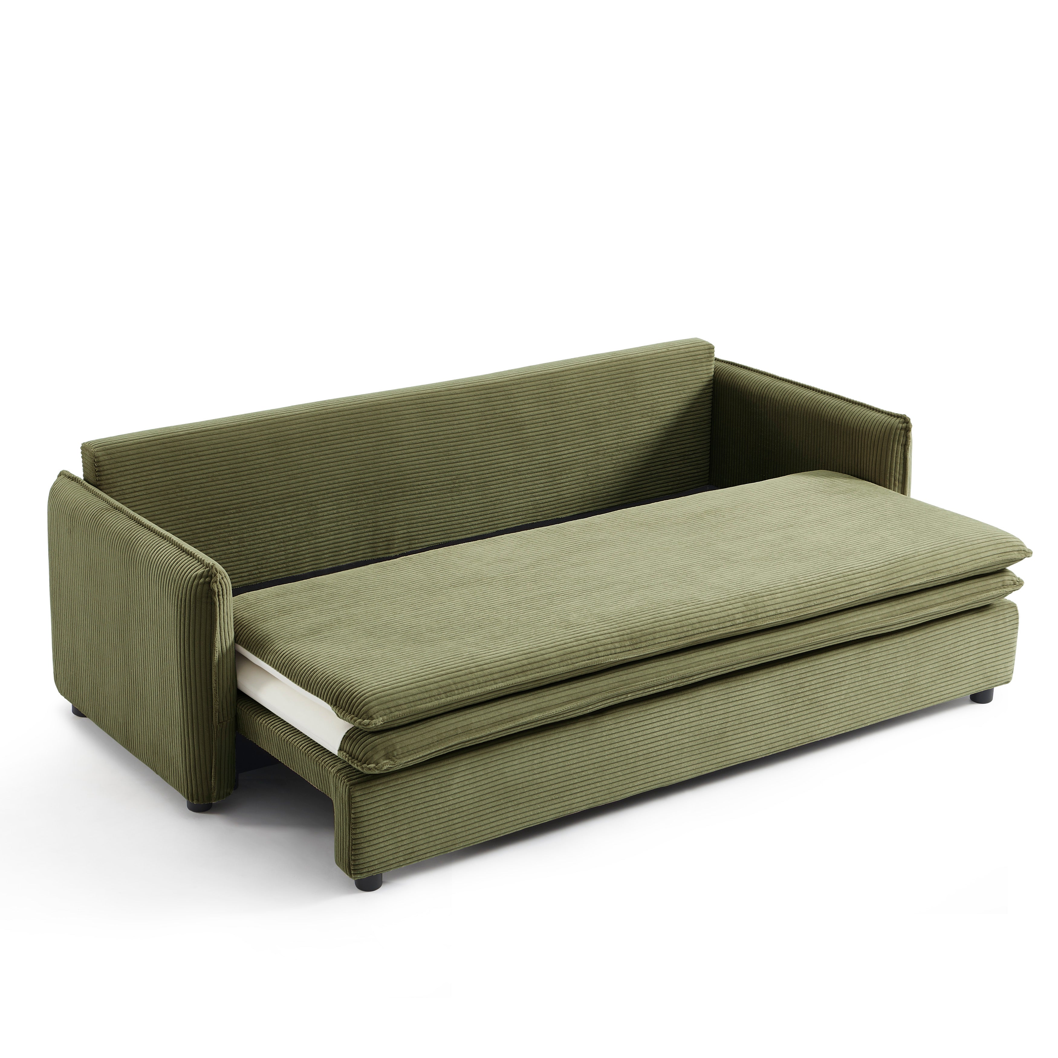 CIBOLA Convertible Sleeper Sofa – Corduroy Velvet 3-Seater Living Room Furniture