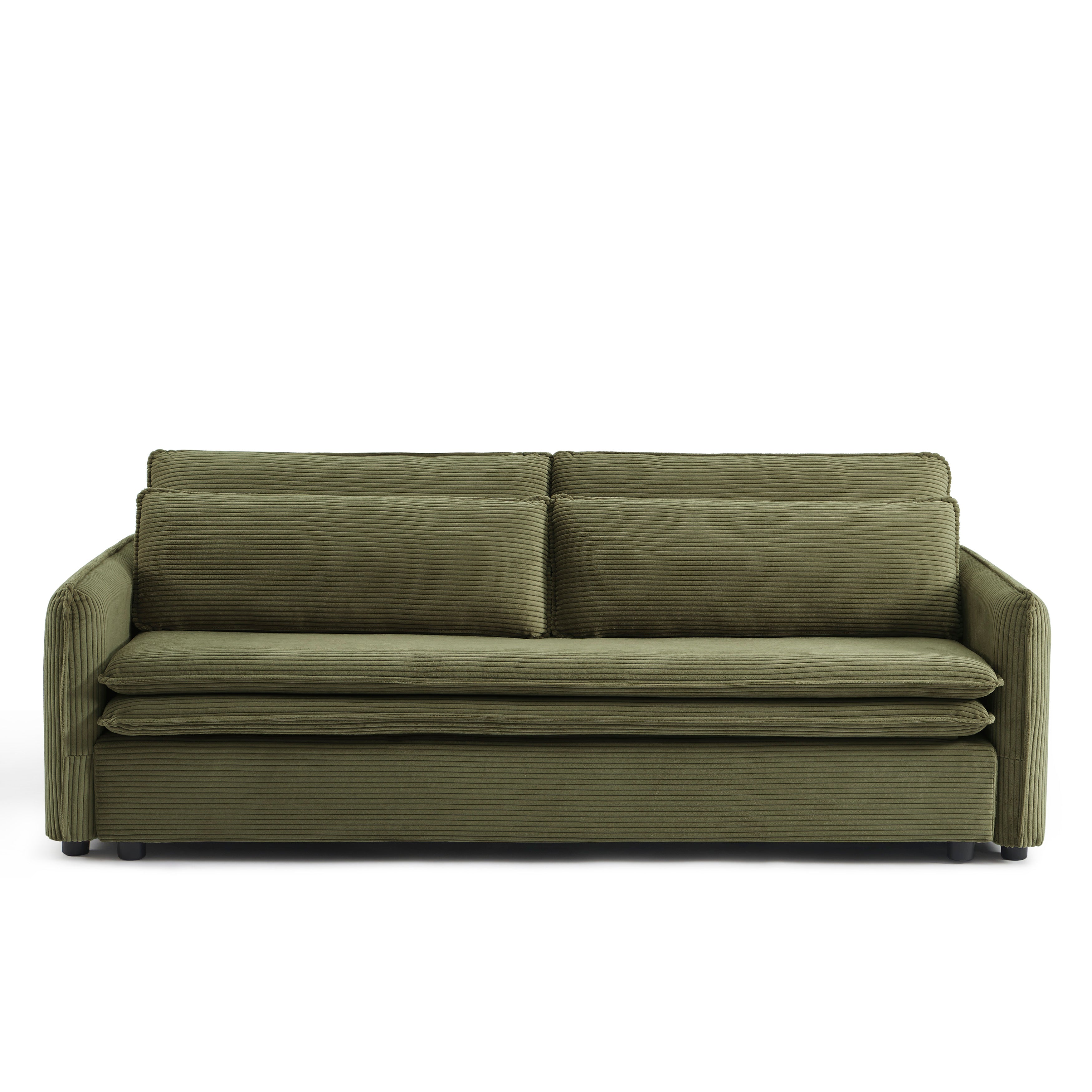 CIBOLA Convertible Sleeper Sofa – Corduroy Velvet 3-Seater Living Room Furniture
