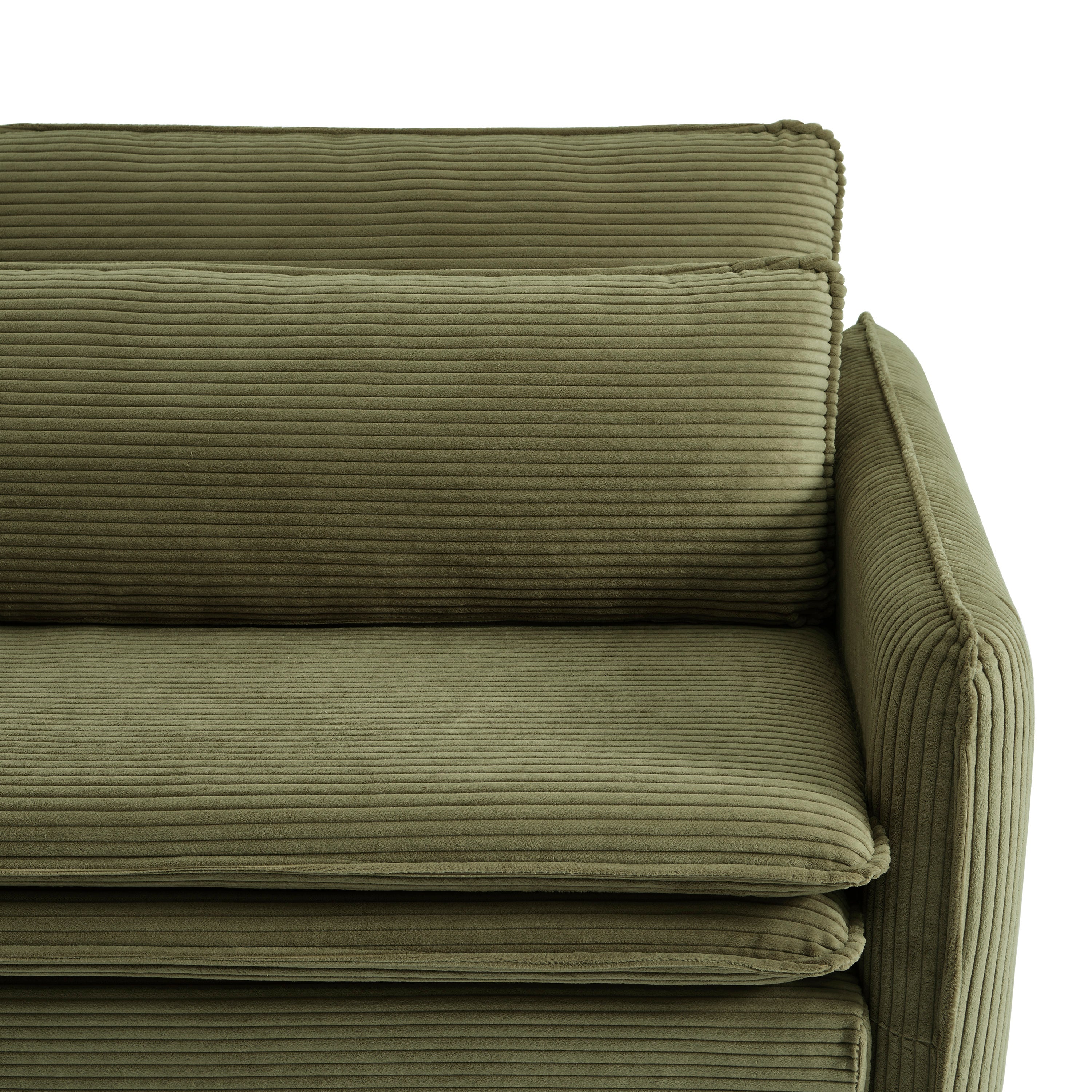CIBOLA Convertible Sleeper Sofa – Corduroy Velvet 3-Seater Living Room Furniture