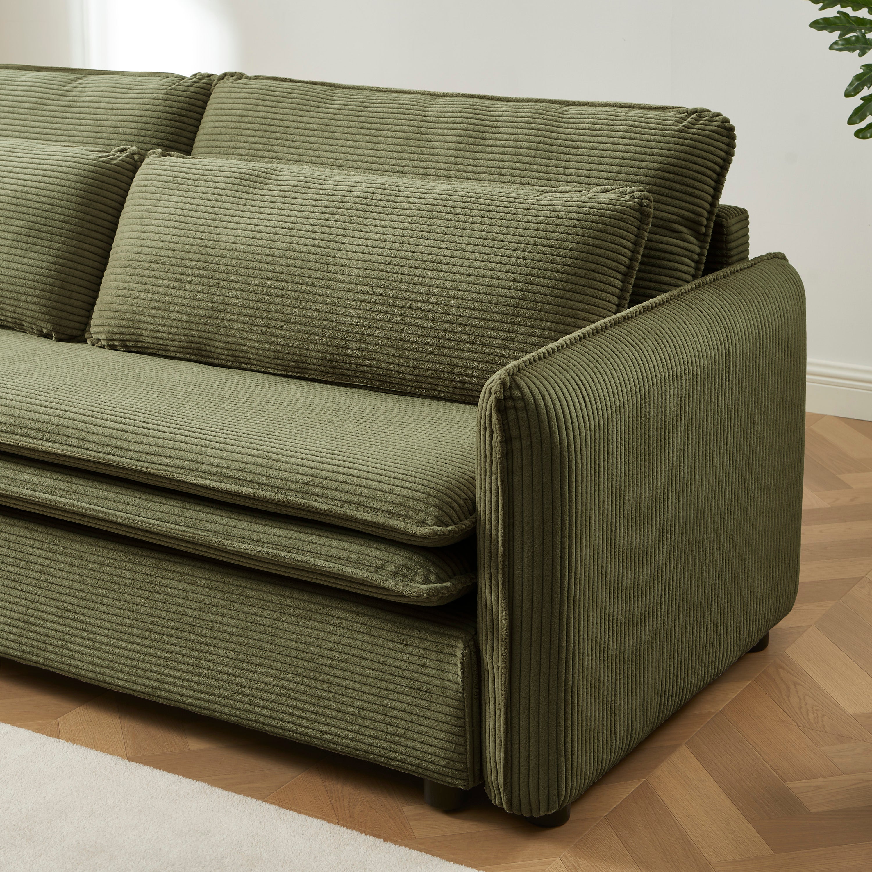 CIBOLA Convertible Sleeper Sofa – Corduroy Velvet 3-Seater Living Room Furniture