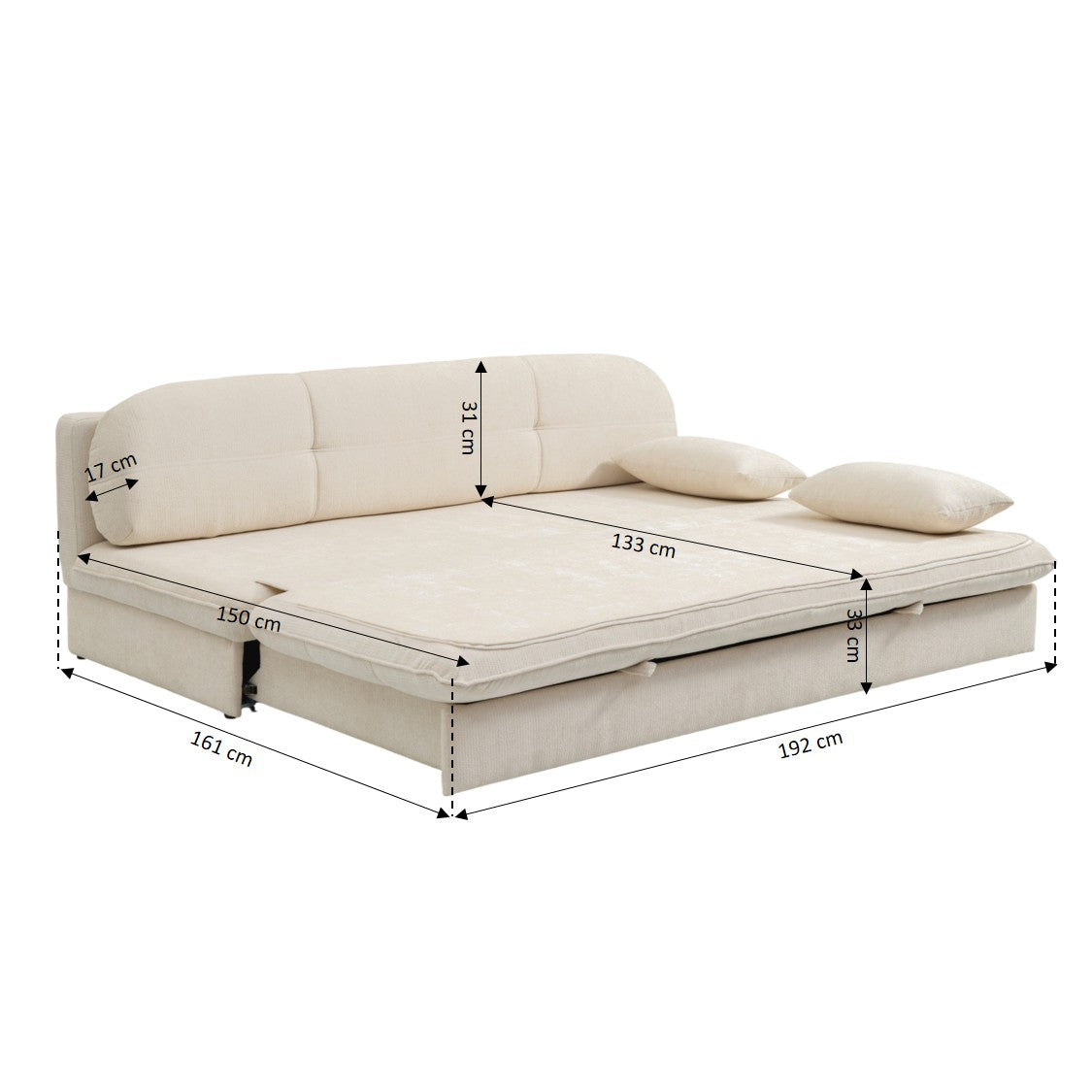 CILA Upholstered Sofa Bench – Beige