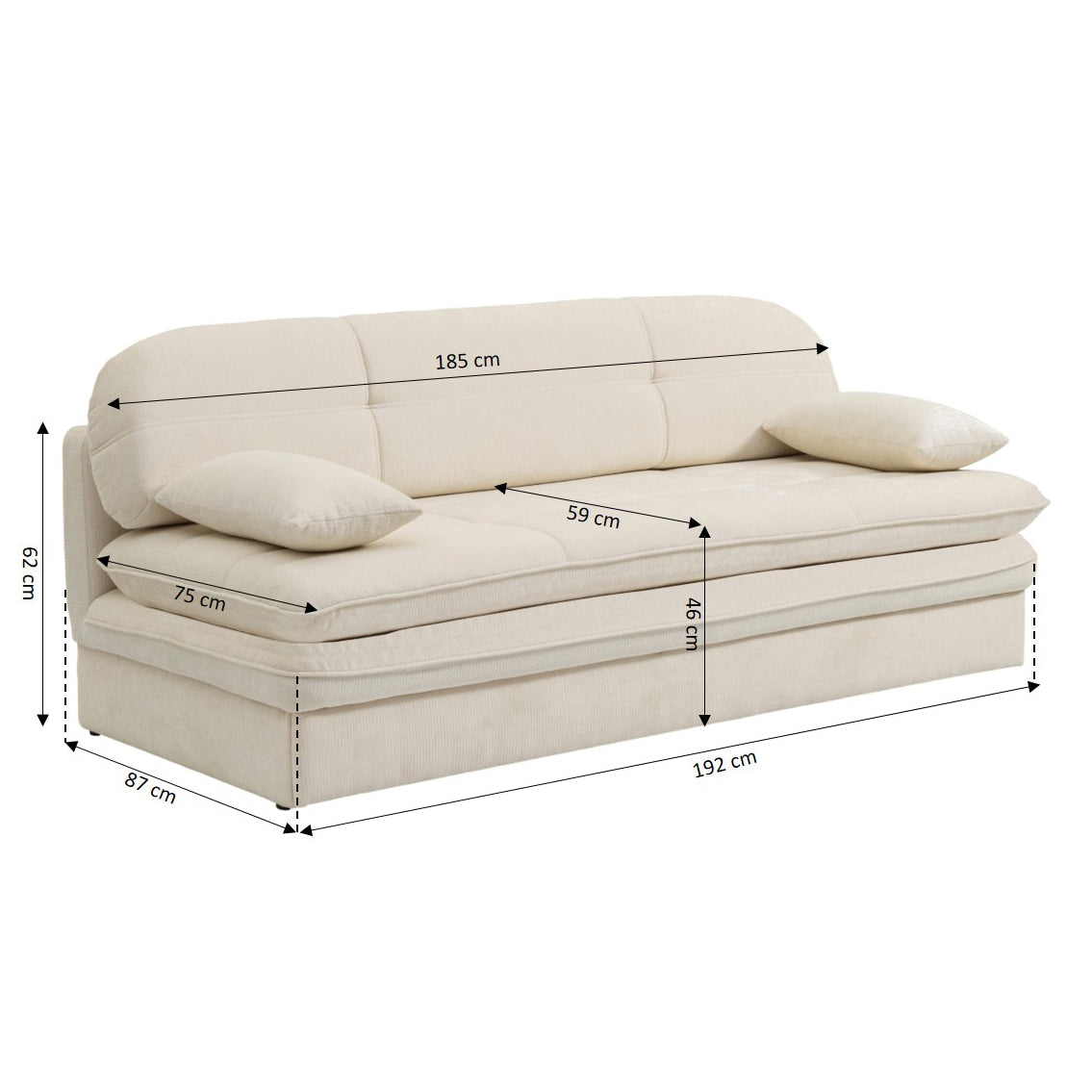 CILA Upholstered Sofa Bench – Beige